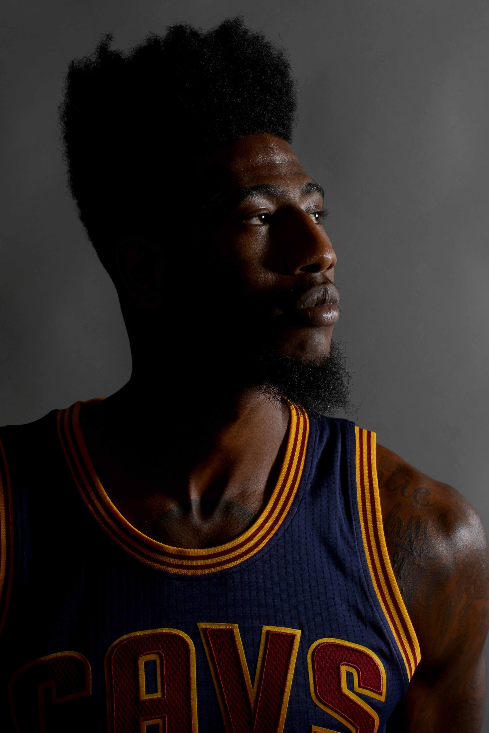 Sep 28, 2015; Cleveland, OH, USA; Cleveland Cavaliers guard Iman Shumpert (4) during Cleveland Cavaliers media day. Credit: Ken Blaze-USA TODAY Sports