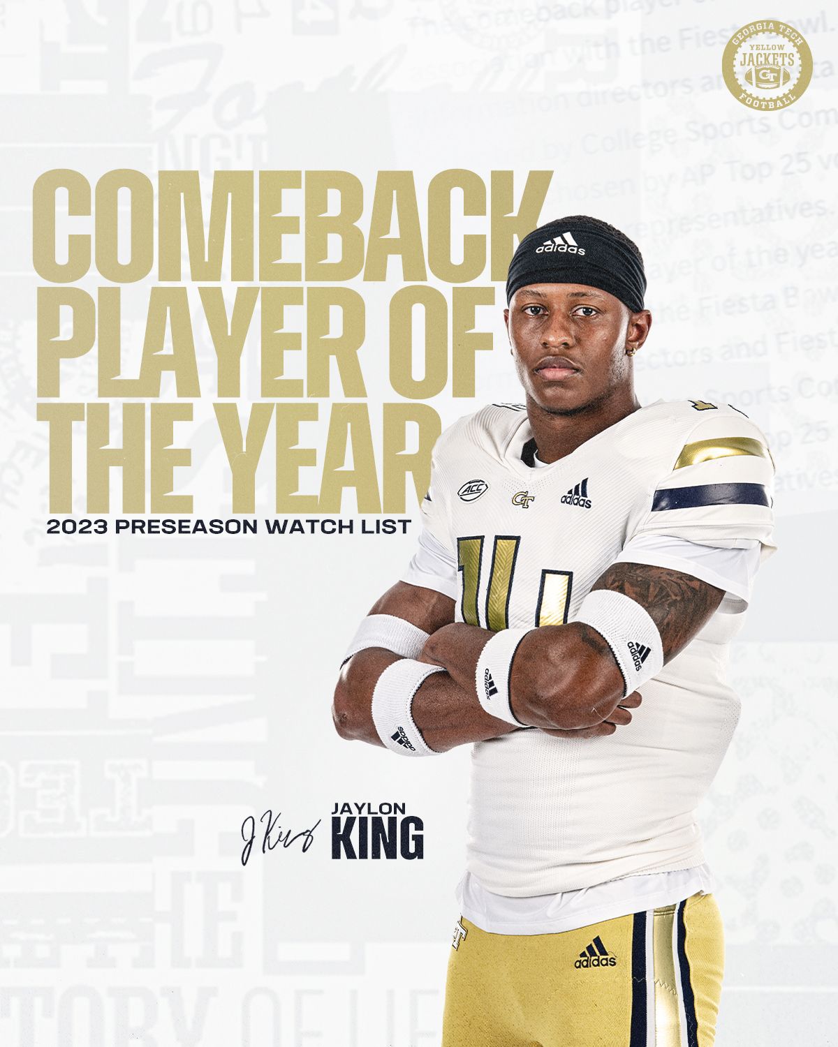 Jaylon King Named to Comeback Player of the Year Watch List – Football —  Georgia Tech Yellow Jackets
