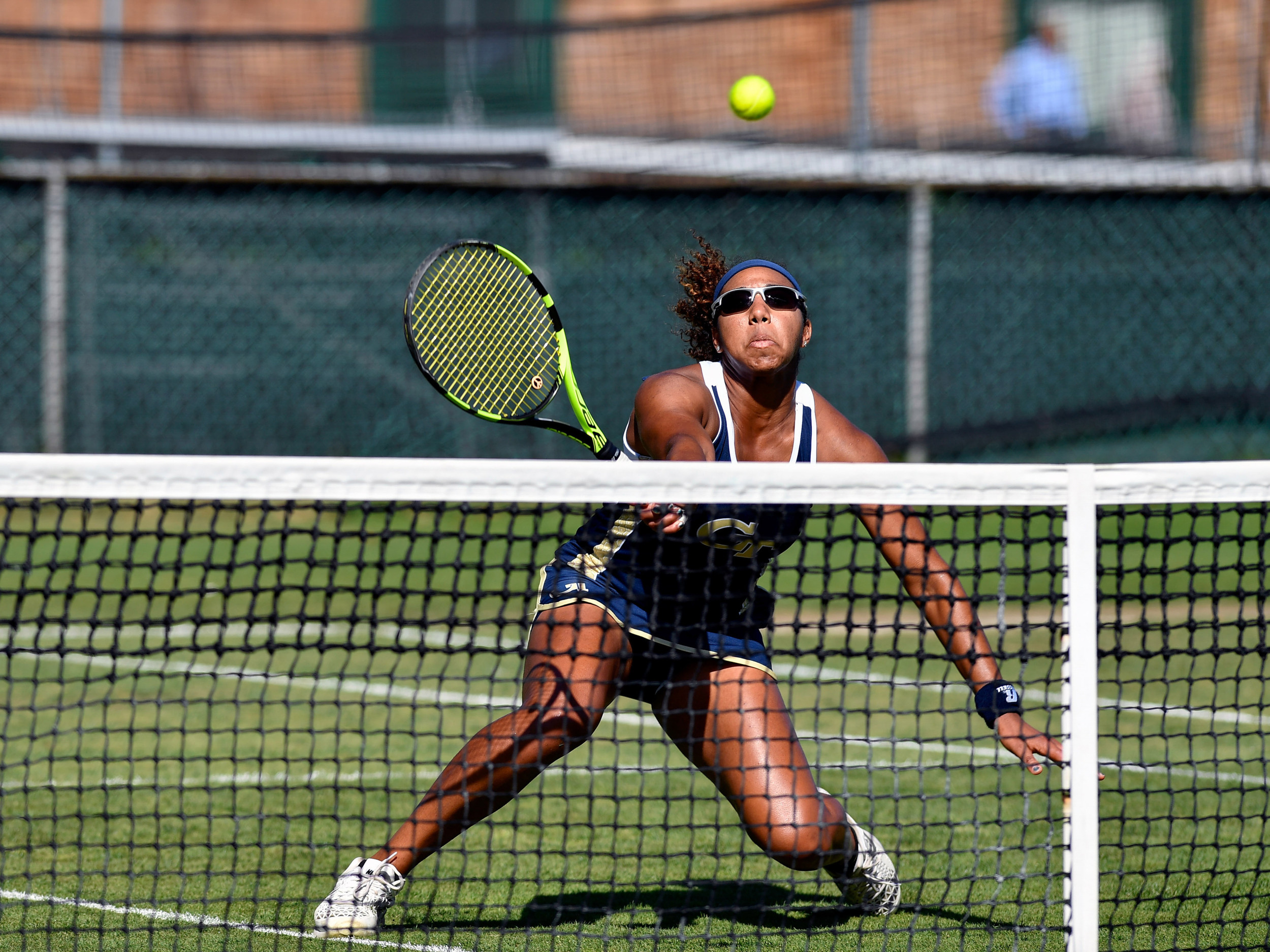Georgia Tech's Rasheeda McAdoov competes during a match at the Hall of Fame Tennis Club. Credit: Brian Fluharty-USA TODAY Sports