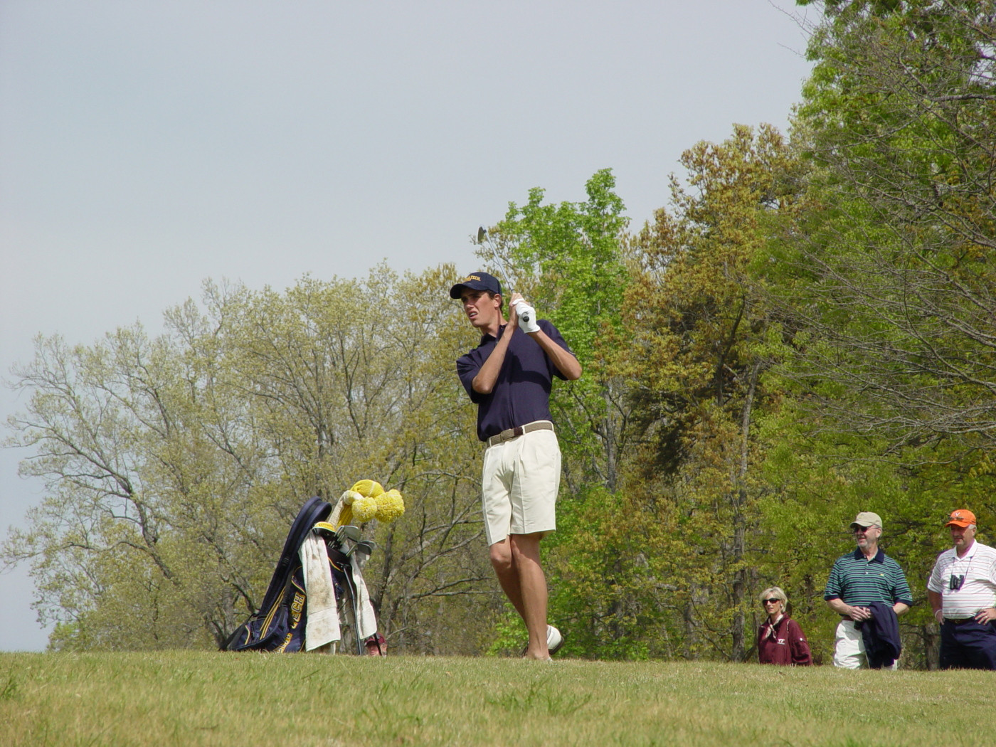 Chesson Hadley prepares to hit his approach to the sixth green during round two of the ACC Golf Championship, April 19, 2008.