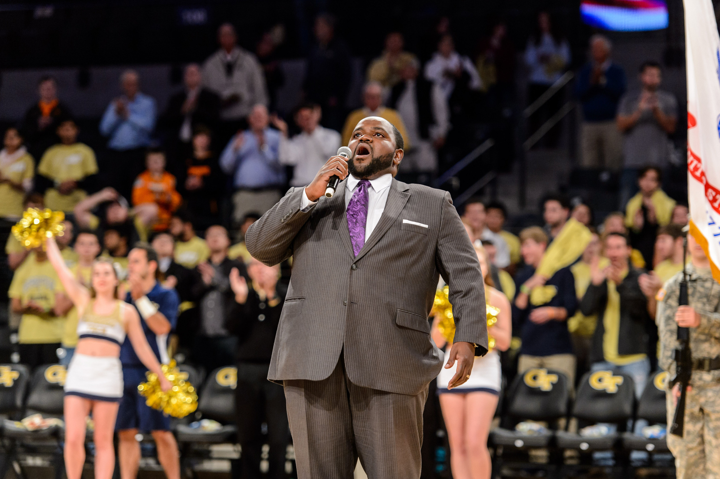 Timothy Miller performs the national anthem
