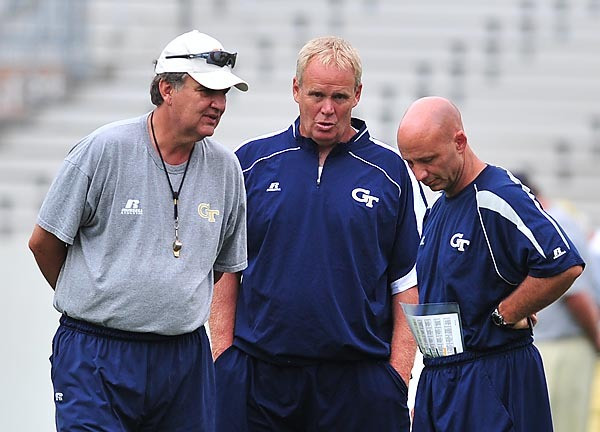 Georgia Tech FootballScrimmage PracticeAugust 14, 2010Bobby Dodd StadiumPaul Johnson, Andy McCollum, Charles Kelly