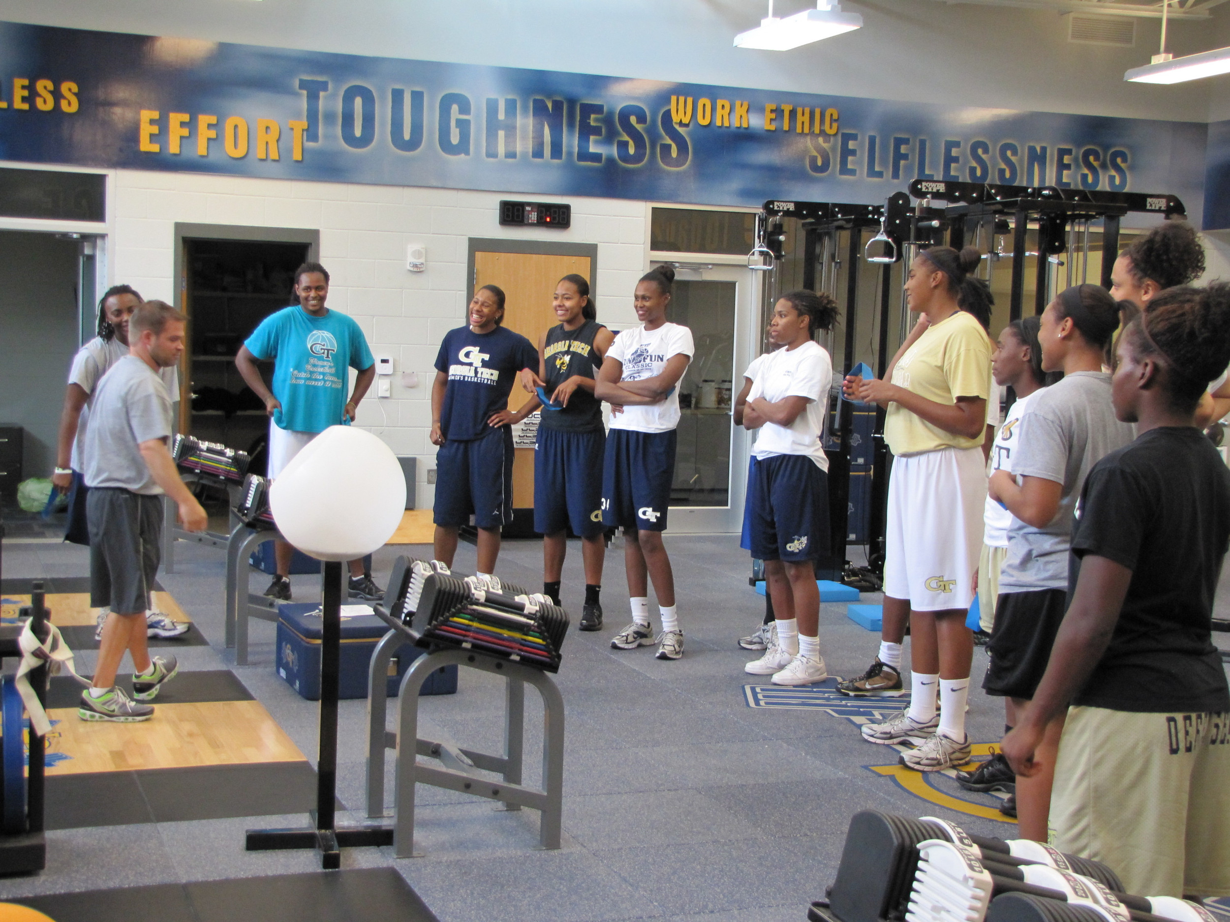 Strength Coach Scott McDonald talks to team