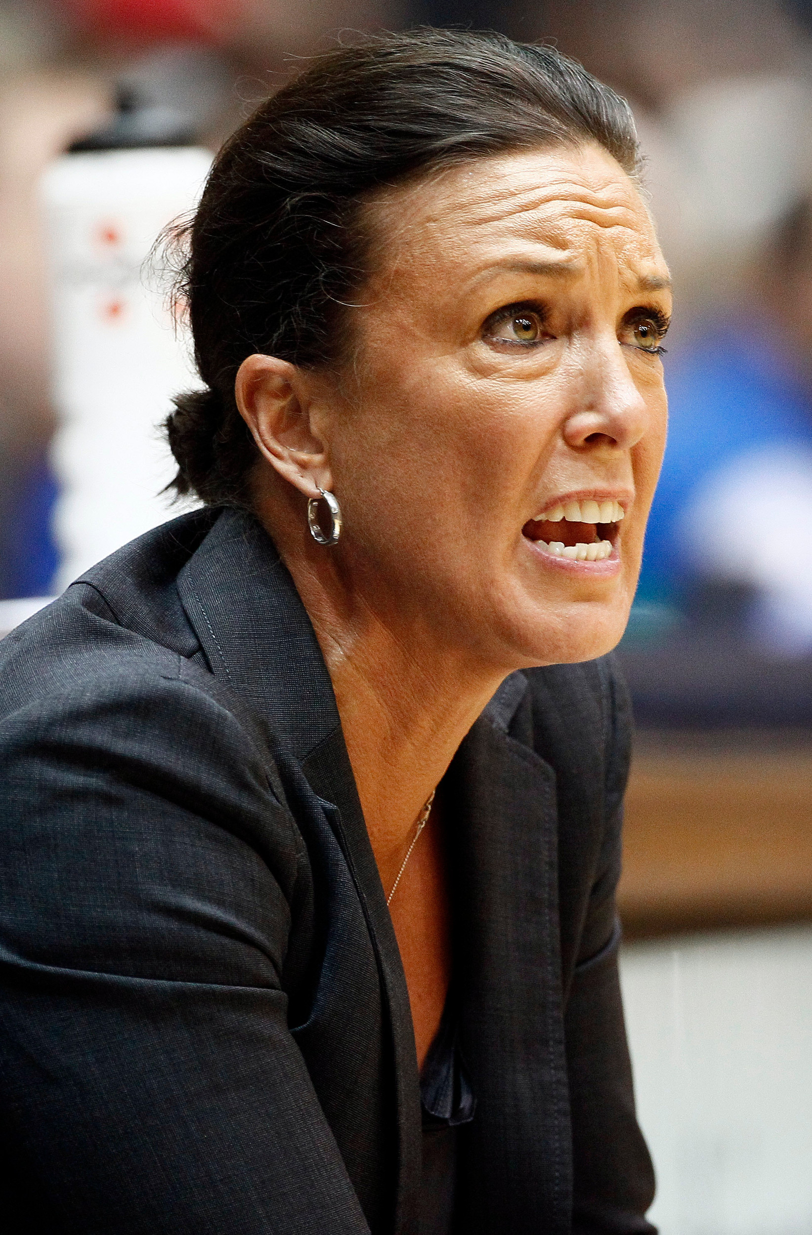 Georgia Tech head coach MaChelle Joseph directs her team against Duke during the first half of an NCAA women's college basketball game in Durham, N.C., Thursday, Dec. 6, 2012. Duke won 85-52. (AP Photo/Gerry Broome)