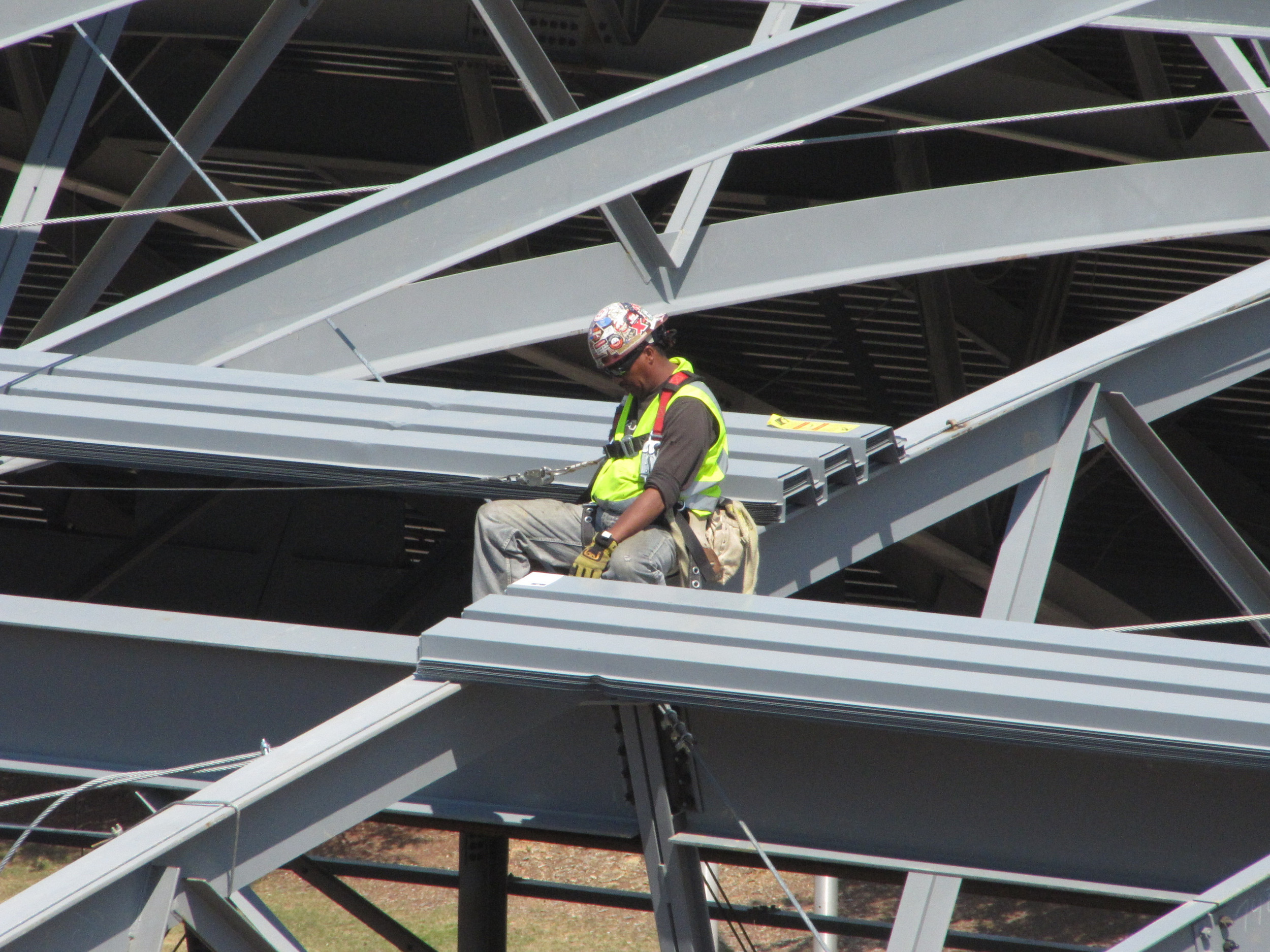 Week 14 - Photo taken on April 4, 2011 - Work continues on the roof and structure of the Brock Practice Facility