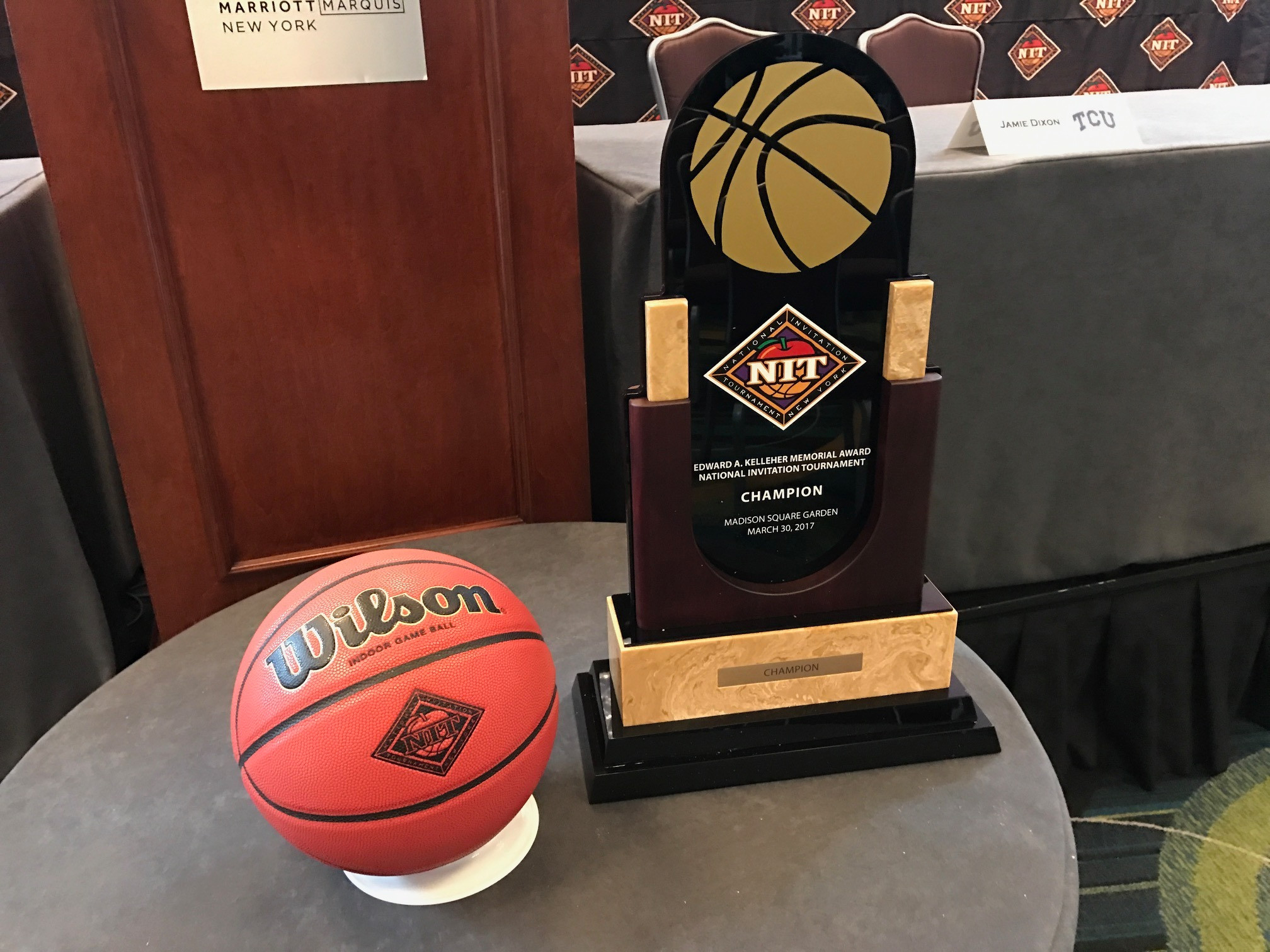 The NIT championship trophy