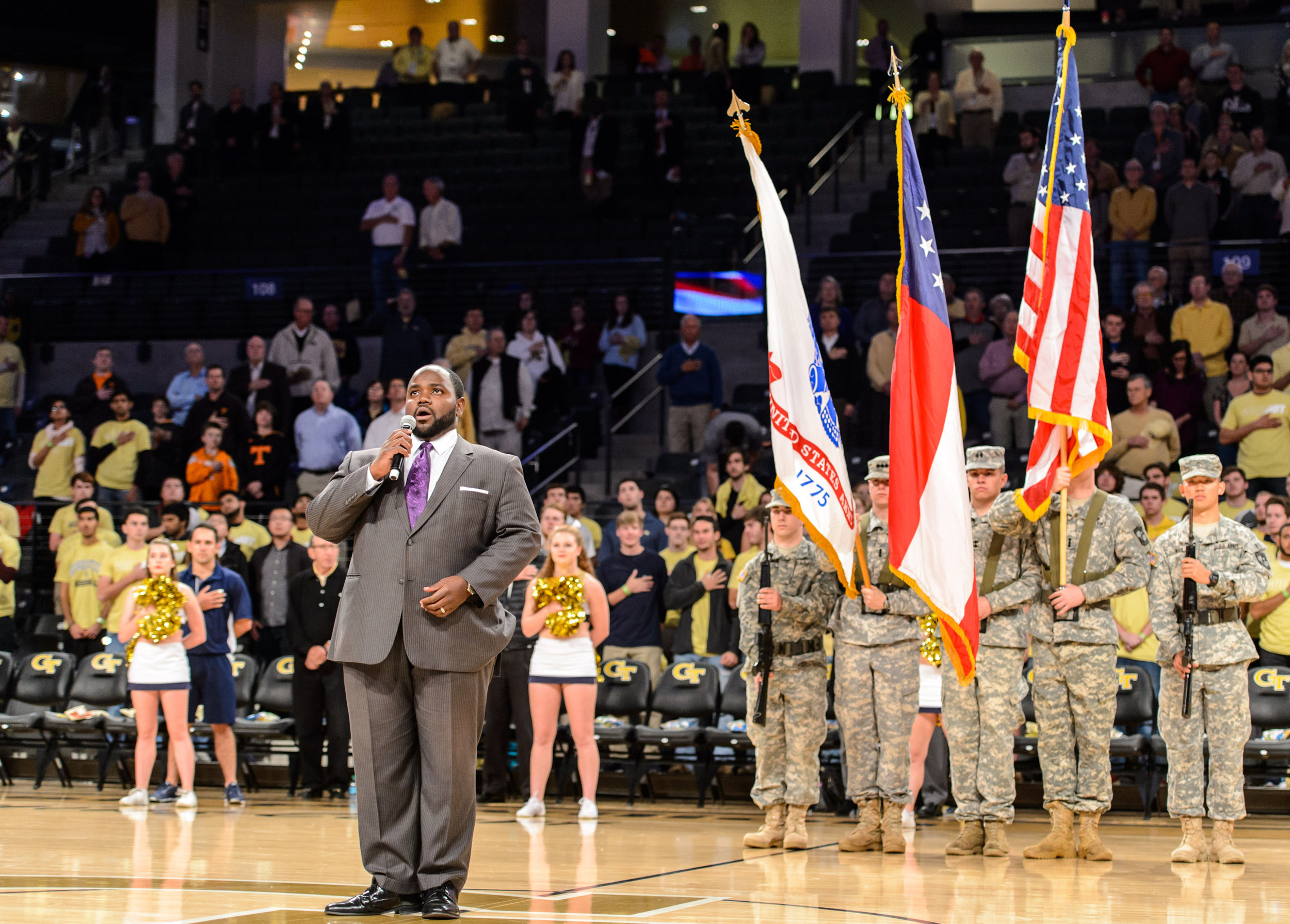 Timothy Miller performs the national anthem