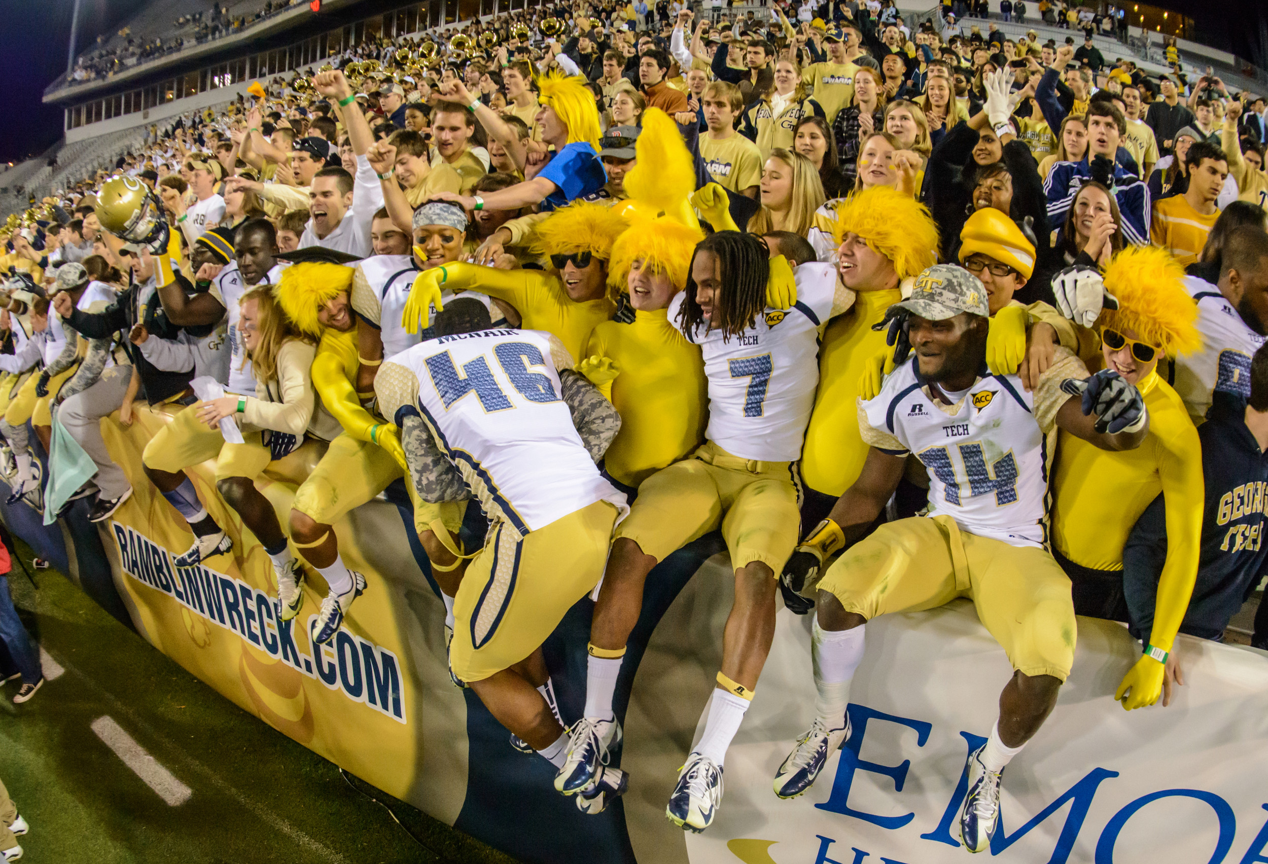 The Jackets celebrate the win over Duke to become bowl eligible!