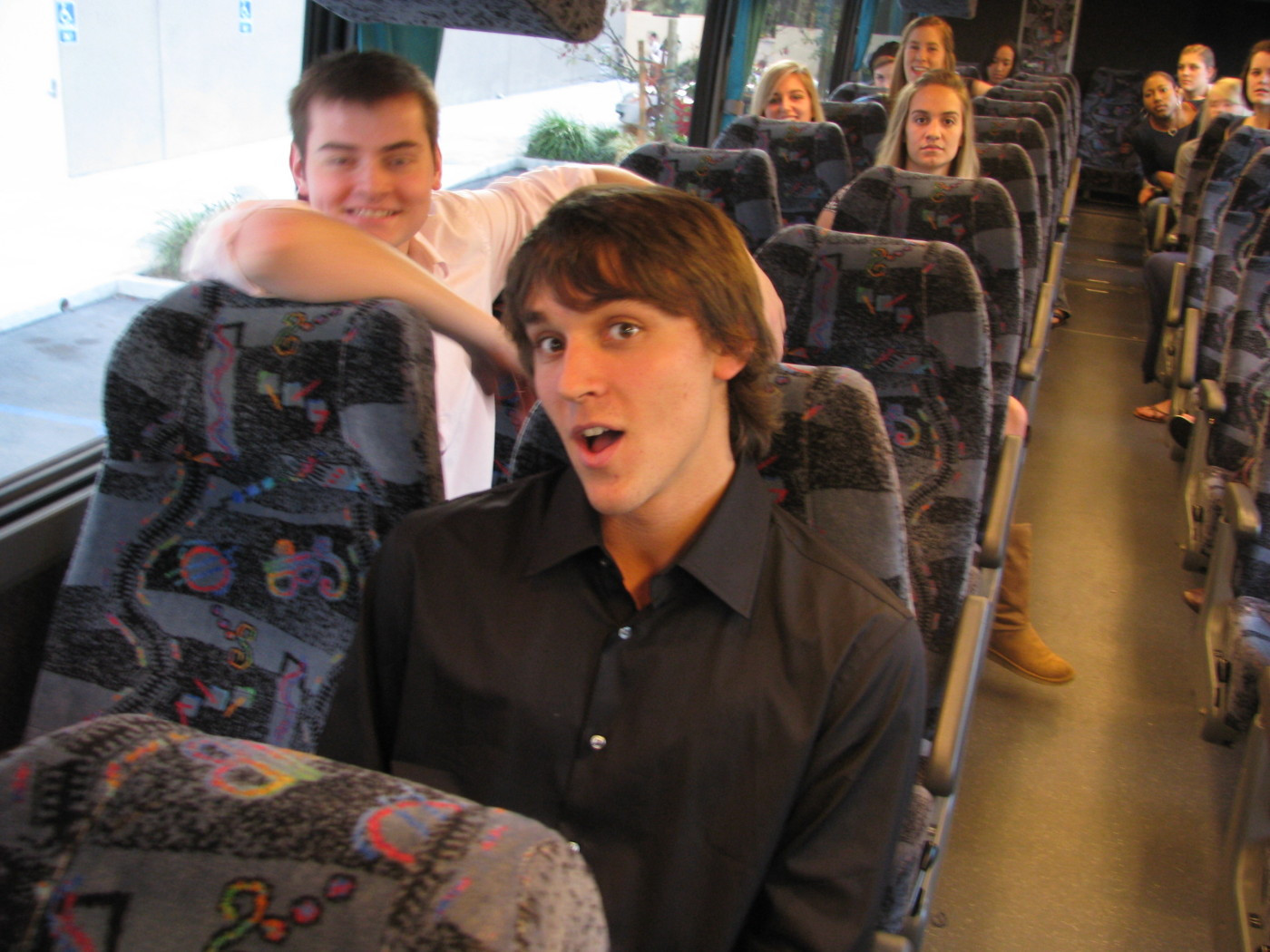 On the bus heading to Duke's in Malibu for dinner