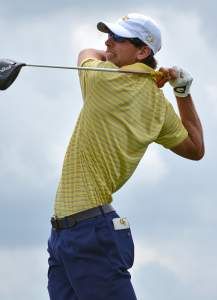 Seth Reeves of Georgia Tech during the NCAA Golf Championships at Prairie Dunes Country Club in Hutchinson, Kansas, on Saturday, May 24, 2014. (Photo by Steven Colquitt)