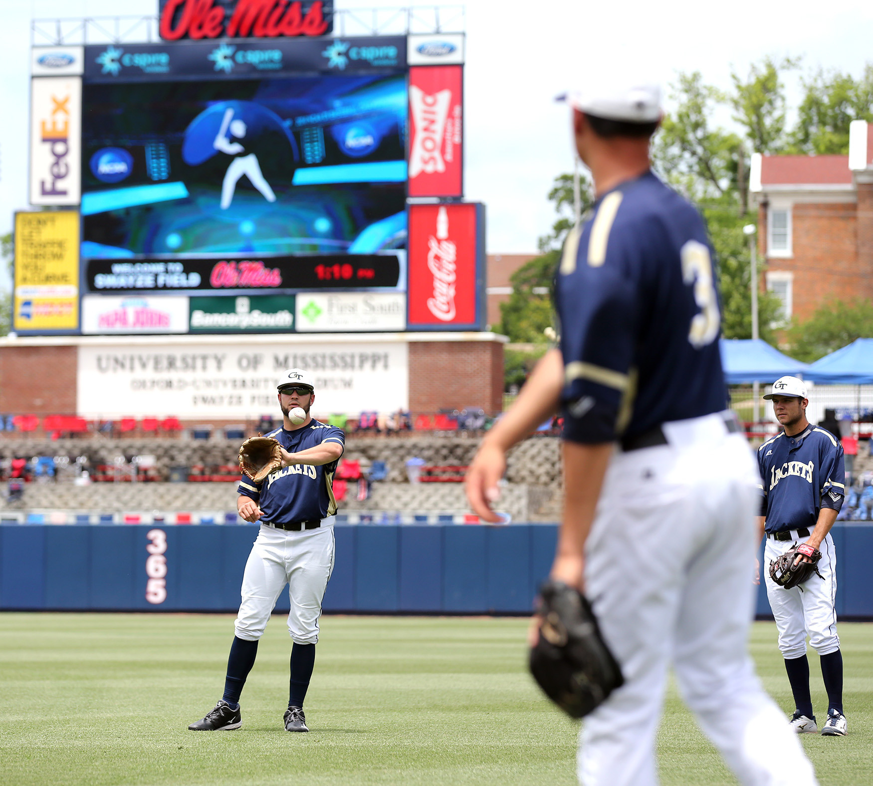 Dusty Isaacs and Thomas Smith warm-up pregame (Photo by Josh McCoy)