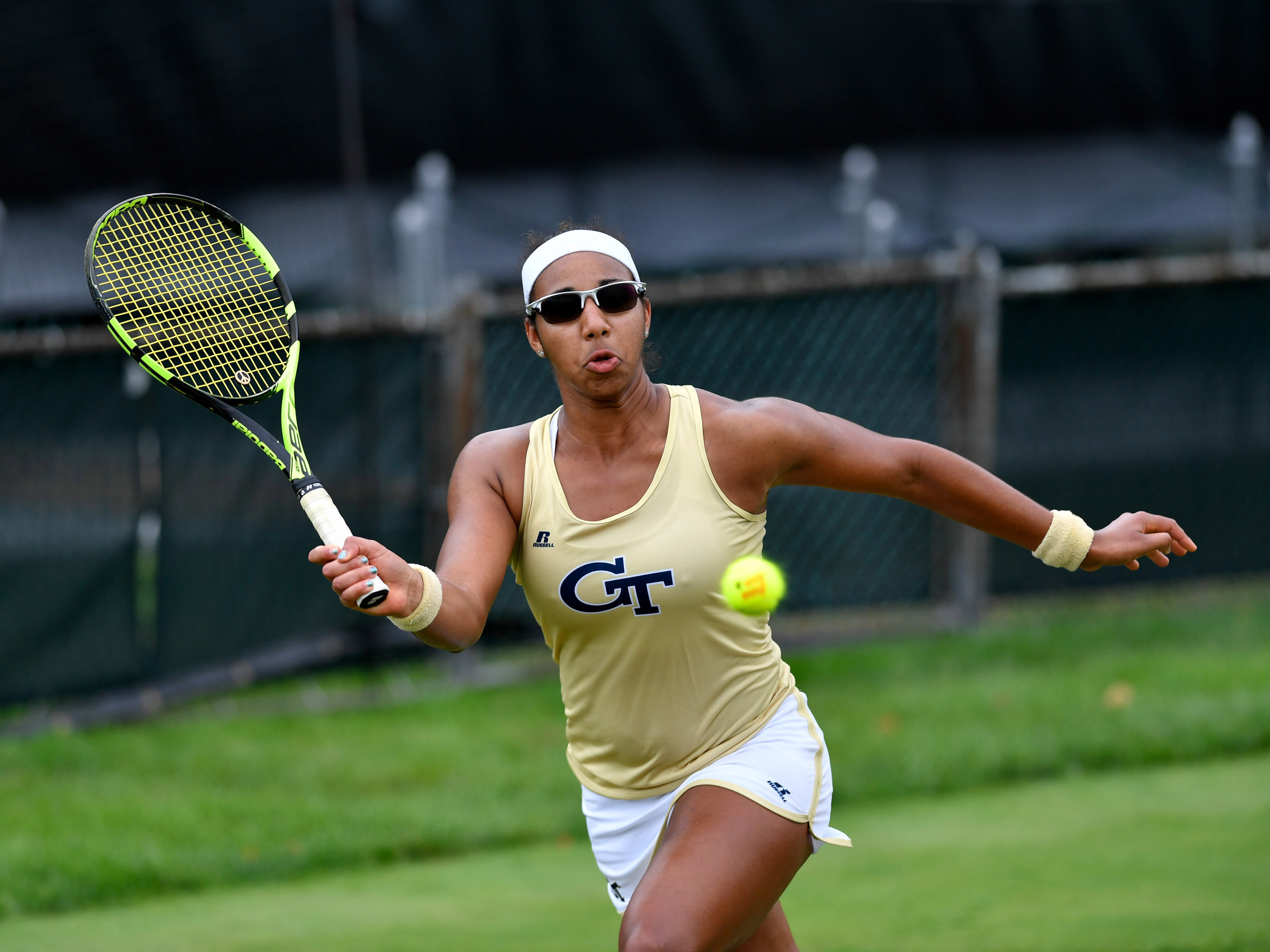Georgia Tech's Rasheeda McAdoo competes in a match at the Hall of Fame Tennis Club. Credit: Brian Fluharty-USA TODAY Sports