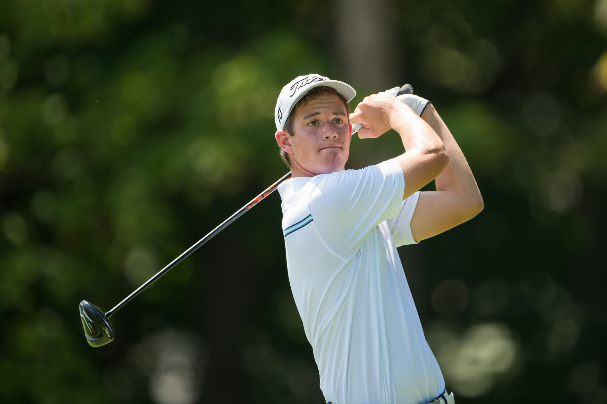 RUMFORD, RI - AUGUST 9: Noah Norton hits his tee shot on the sixth hole during the first round of the 41st Junior PGA Championship presented by Under Armour and Genesis Networks held at the Wannamoisett Country Club on August 9, 2016 in Rumford, Rhode Island. (Photo by Traci Edwards/The PGA of America)