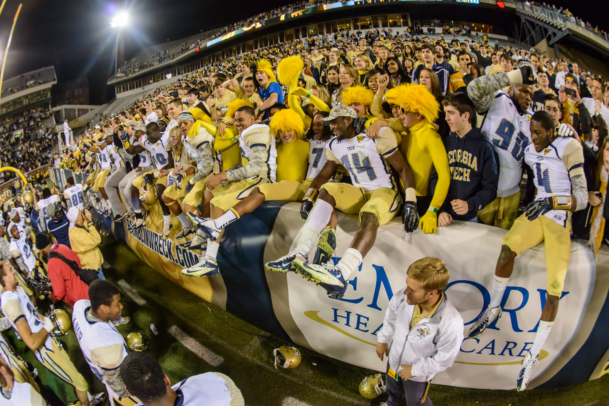 The Jackets celebrate the win over Duke to become bowl eligible!