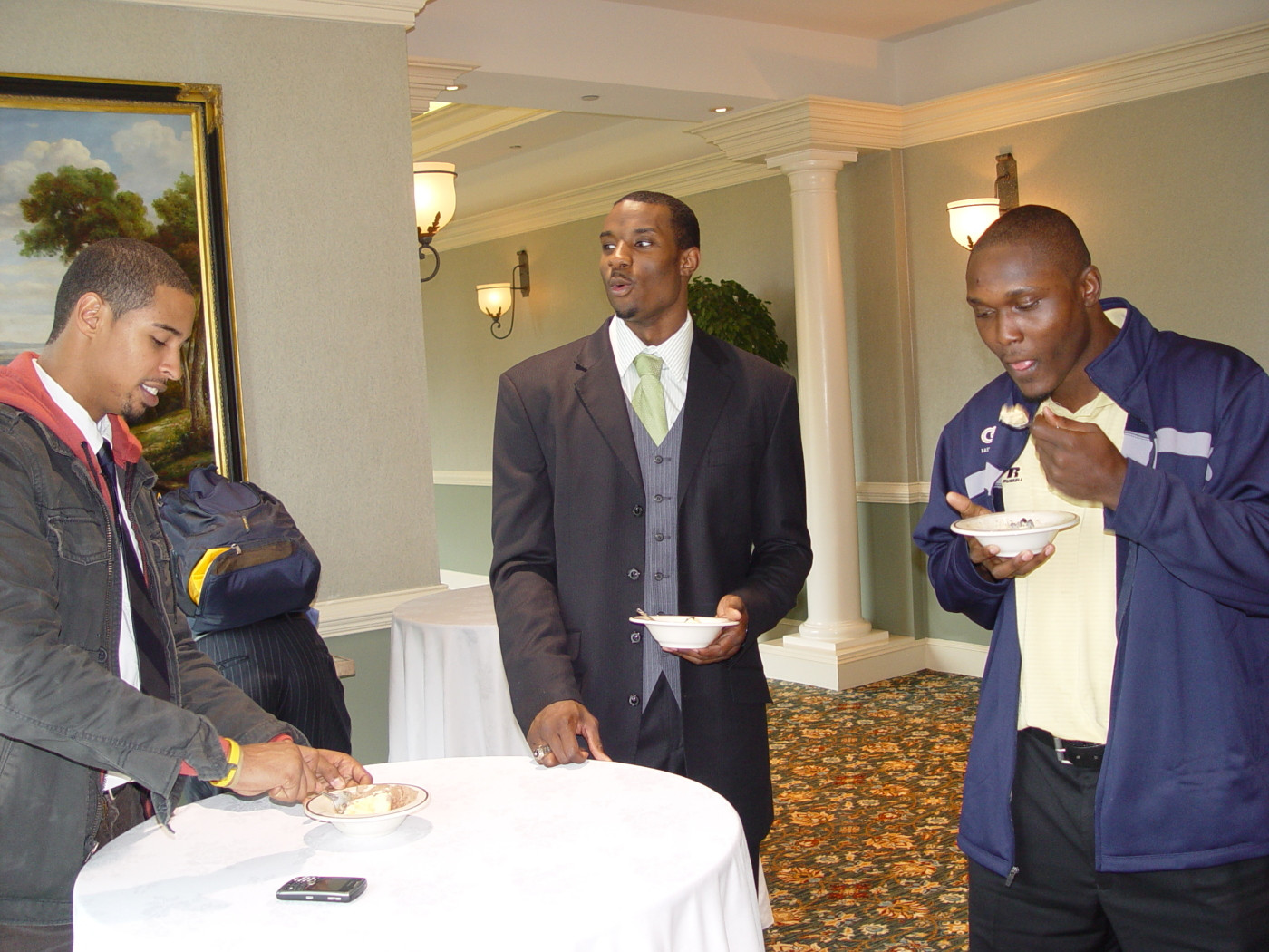 Gani Lawal and D'Andre Bell enjoy ice cream during the midpoint of the afternoon