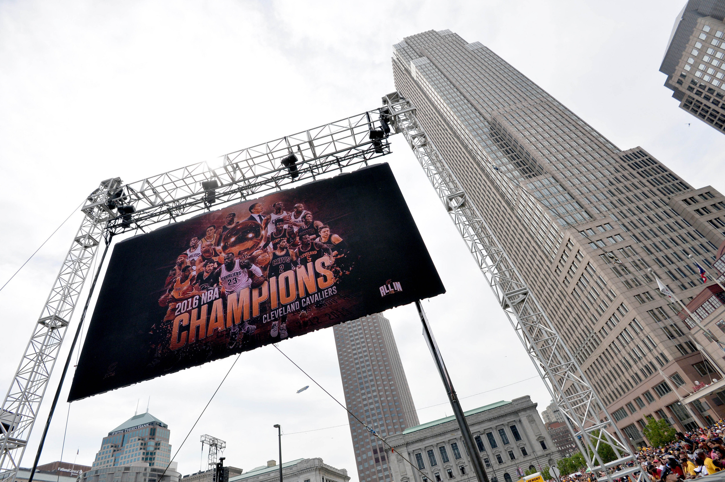 General view during the Cleveland Cavaliers NBA championship celebration in downtown Cleveland. Credit: Ken Blaze-USA TODAY Sports