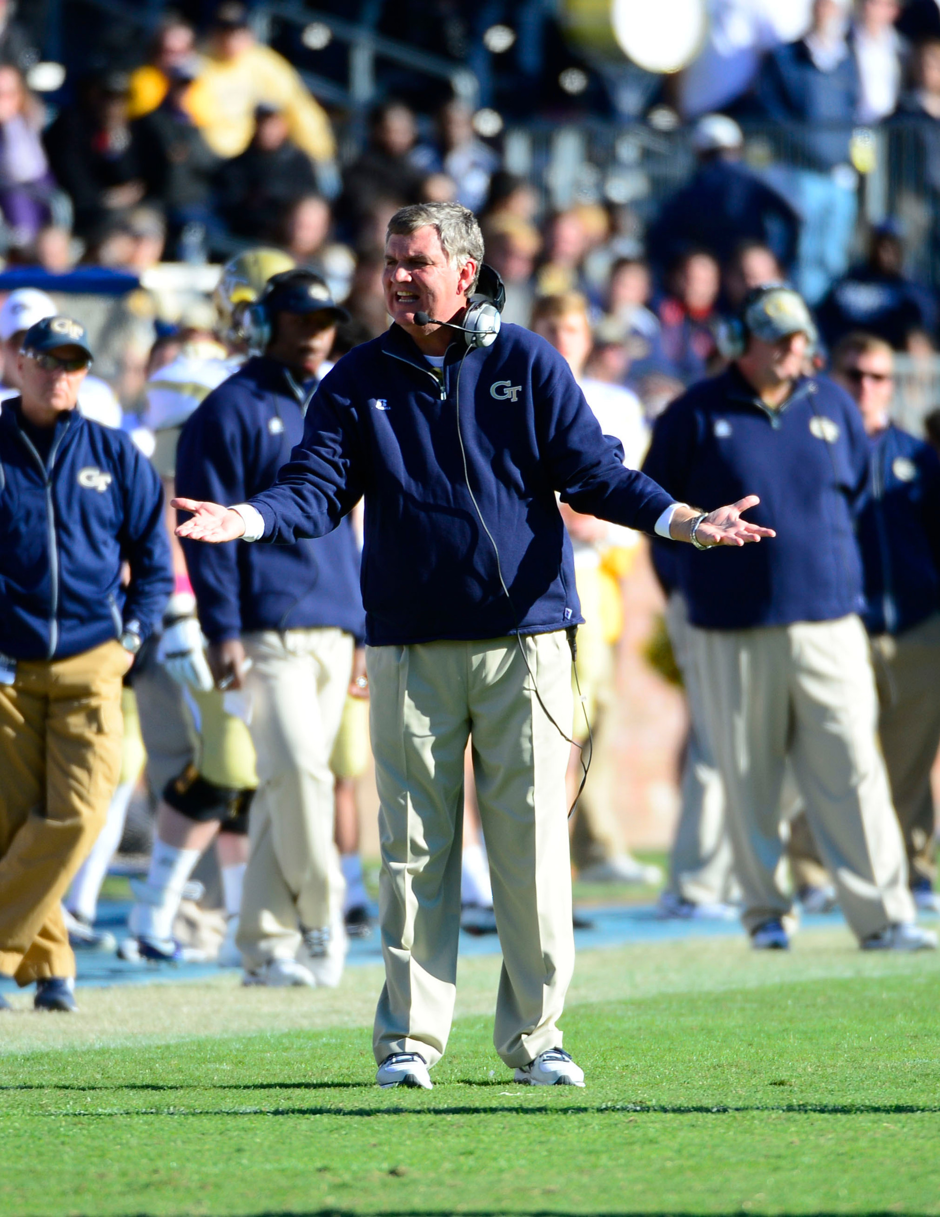 Paul Johnson reacts. Mandatory Credit: Bob Donnan-USA TODAY Sports