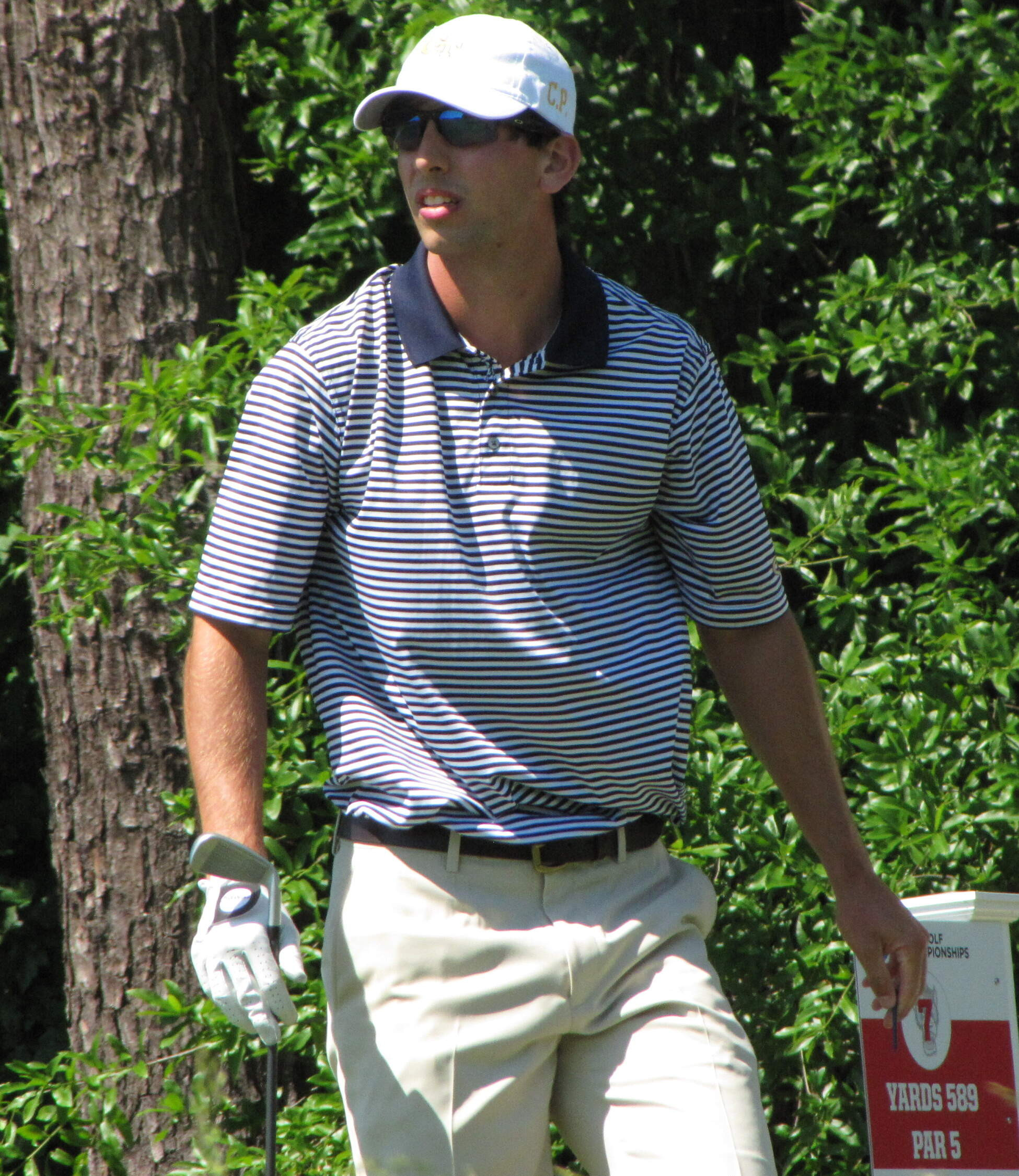 Seth Reeves waits to hit his tee shot at the 7th hole durung the final round of the NCAA Raleigh Regional.