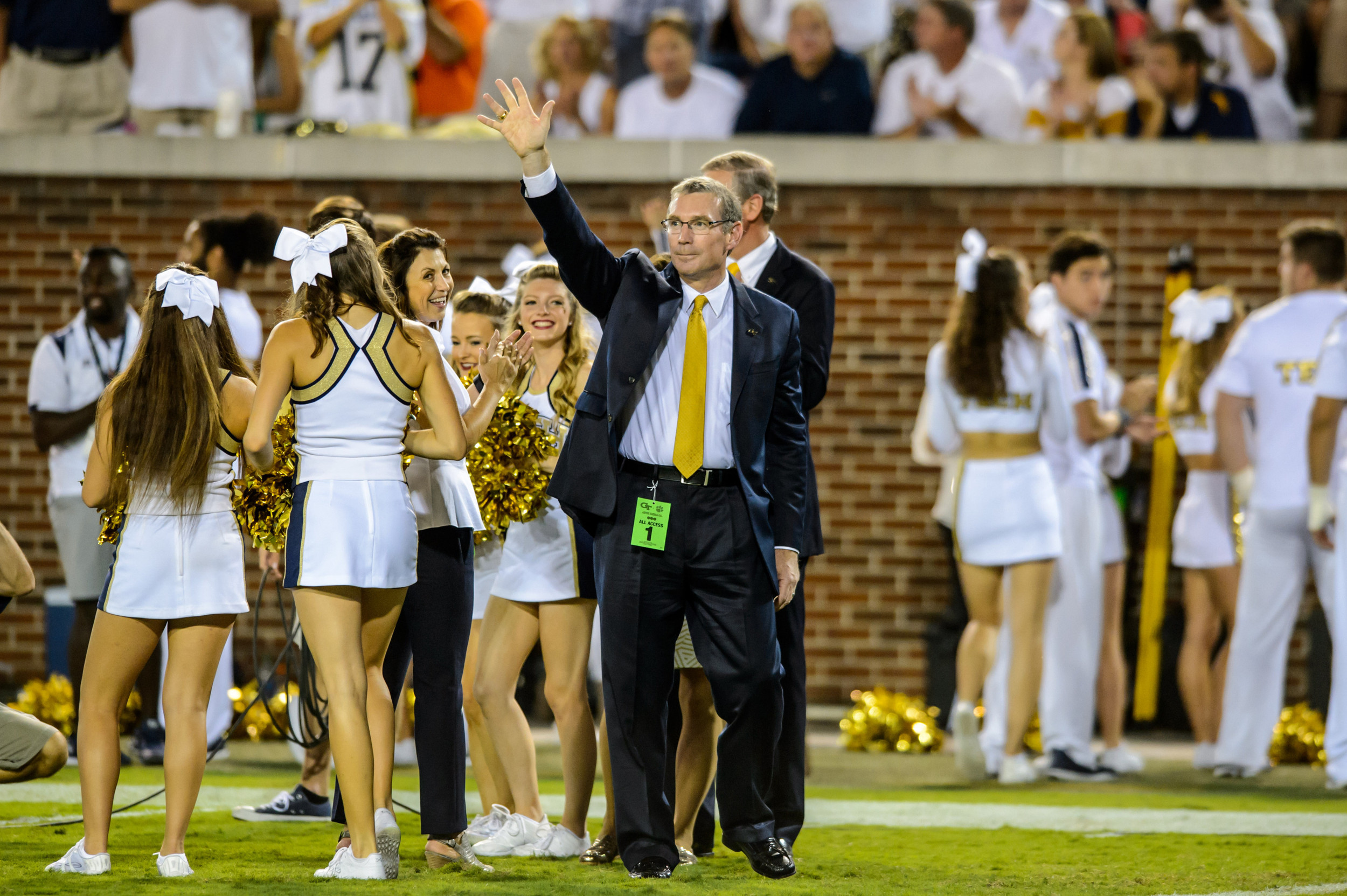 New AD Todd Stansbury waves to the crowd