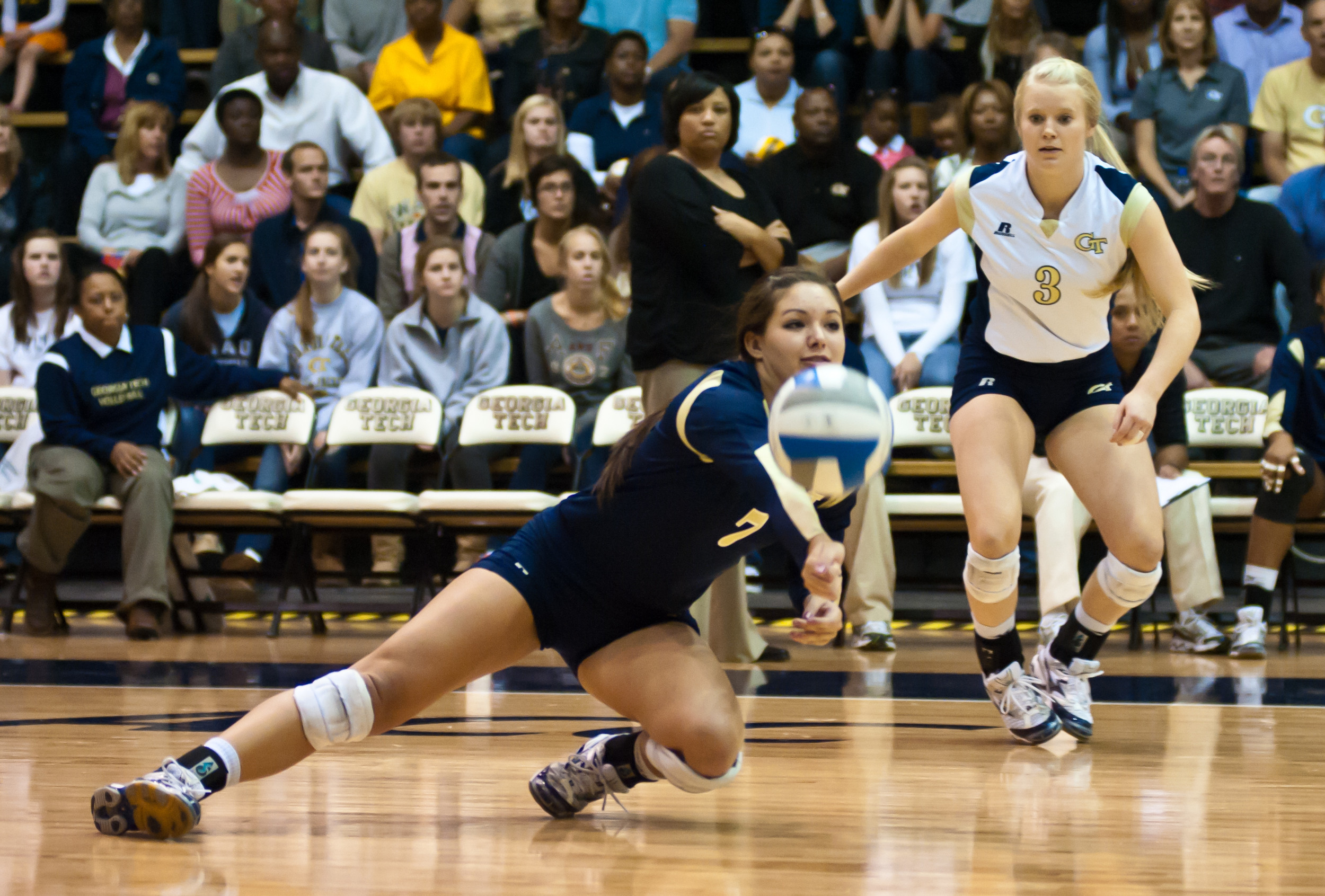Nicki Meyer (7) gets a dig