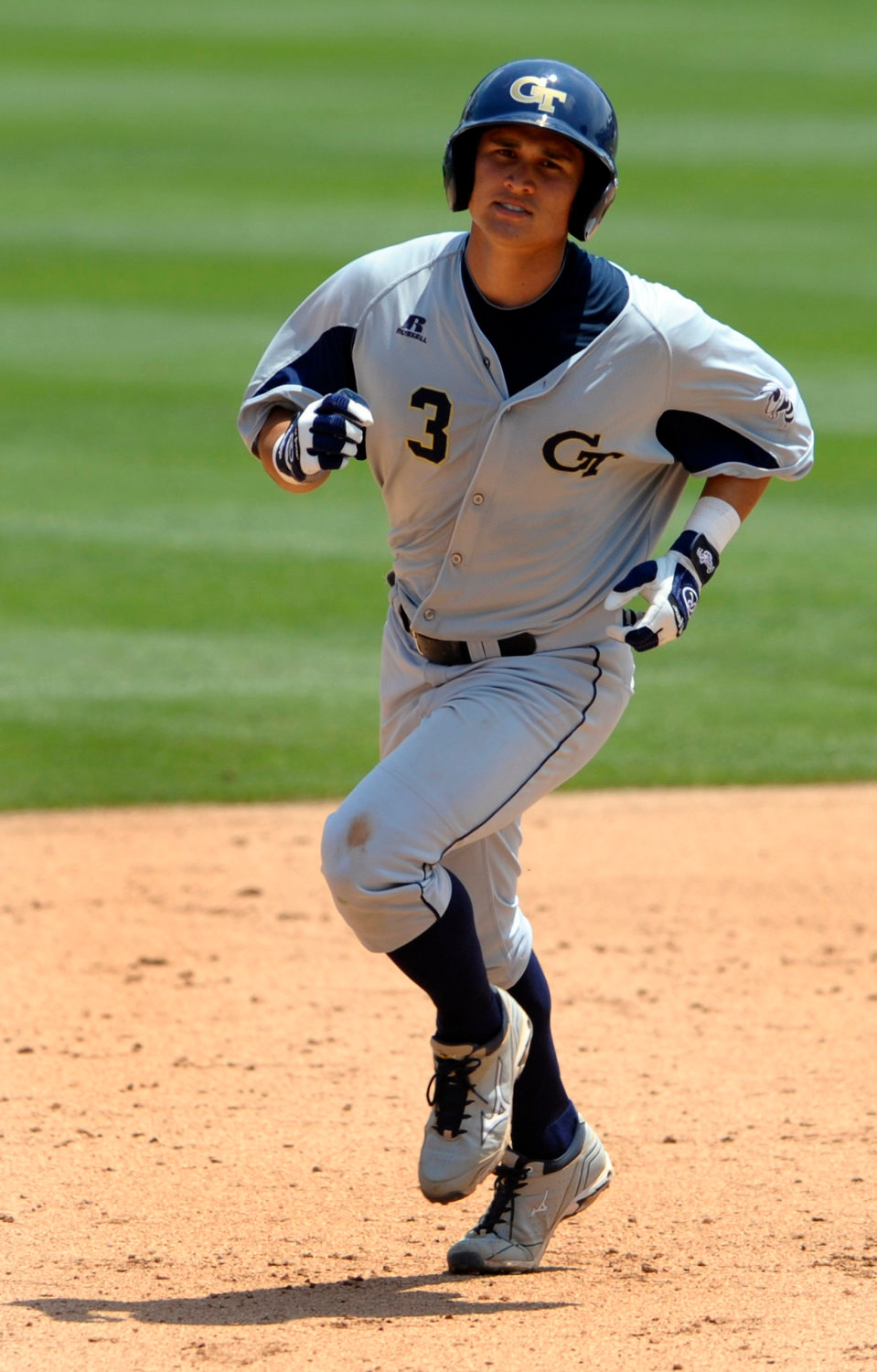 Georgia Tech Mott Hyde (3) rounds second base on this homerun during game one of the 2013 ACC Baseball Tournament in Durham, N.C., Wednesday, May 22, 2013. (Photo by Sara D. Davis, theACC.com)