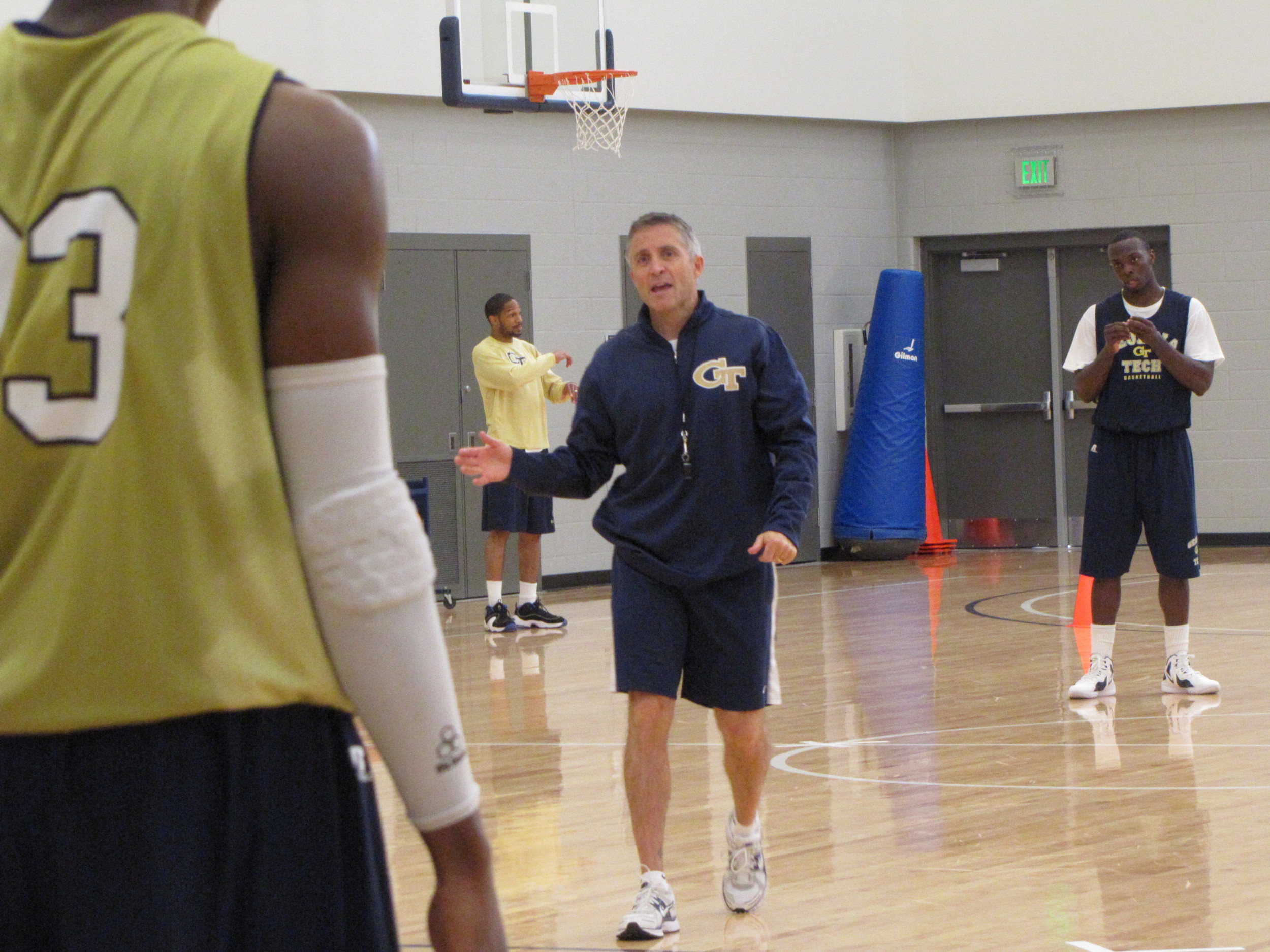 Coach Gregory sets up the next drill.