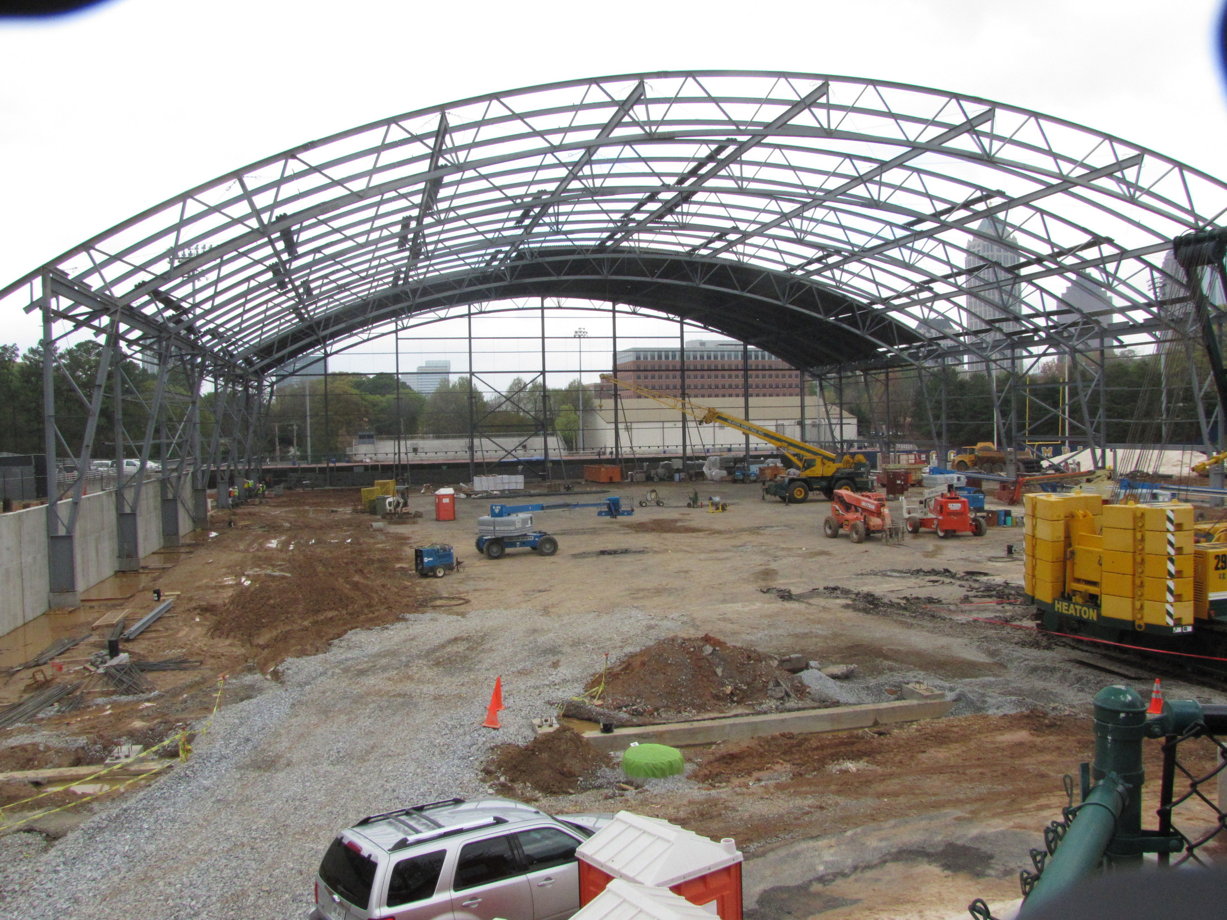 Week 13 - Photo taken on March 31, 2011 - A view from the service road that will take vehicles to a road between the wall of the facility and the outfield wall of the baseball stadium.