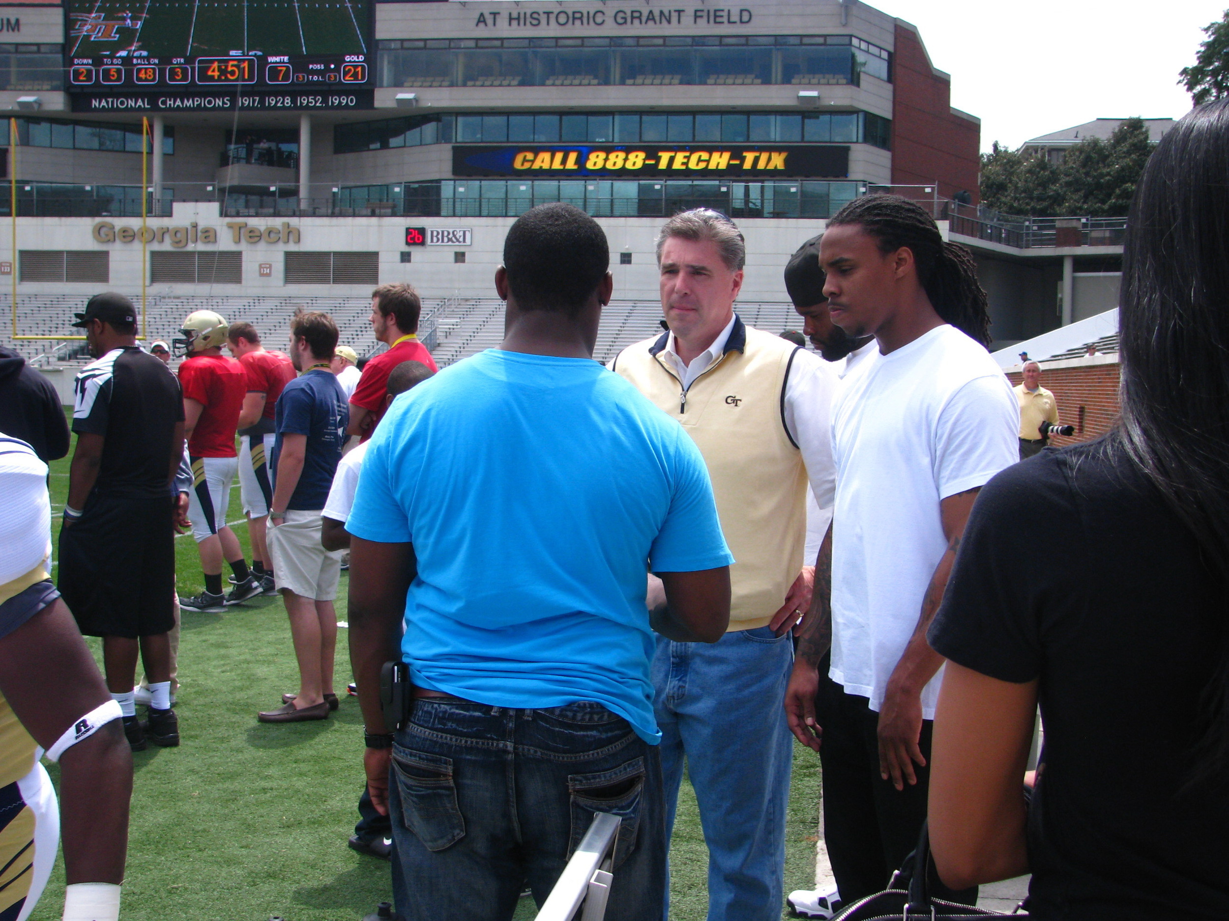 AD Dan Radakovich with Jonathan Dwyer and Morgan Burnett - 2011 Georgia Tech T-Day Game