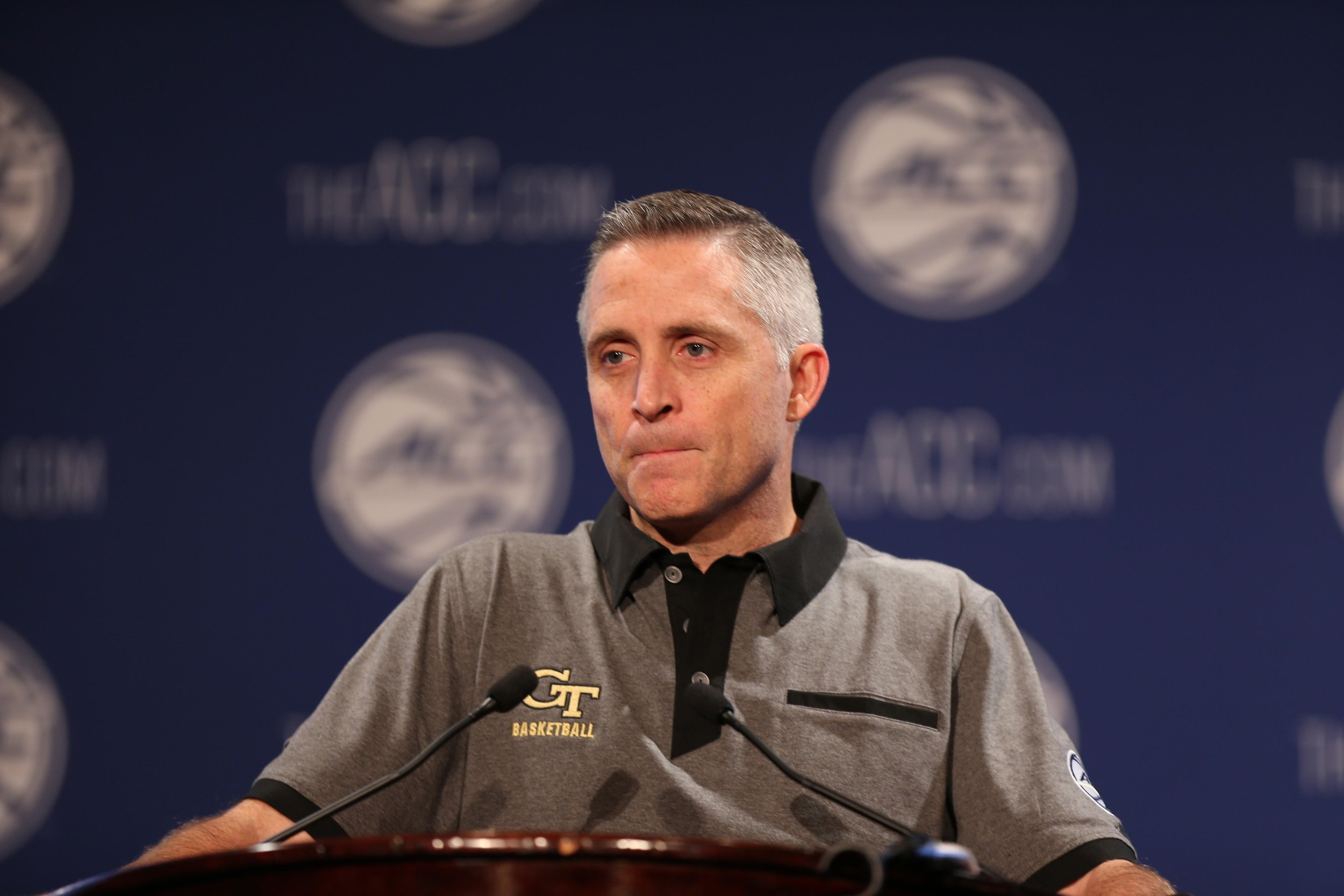 Georgia Tech coach Brian Gregory during ACC media day at The Ritz-Carlton. Credit: Jim Dedmon-USA TODAY Sports