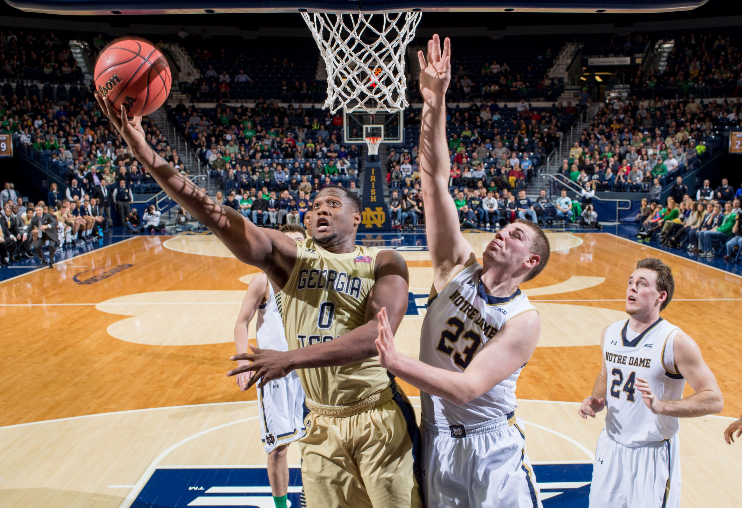 Yellow Jackets forward Charles Mitchell (0) goes up for a shot (Matt Cashore-USA TODAY Sports)