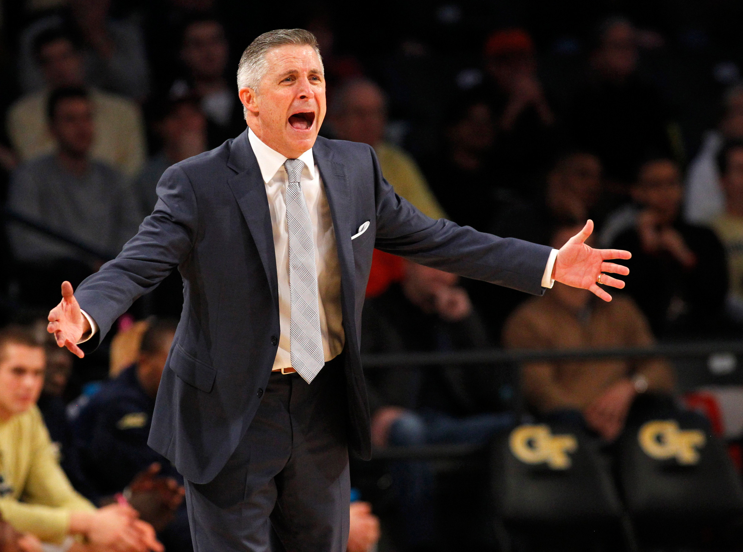 Brian Gregory coaches against the Virginia Cavaliers in the second half. Brett Davis-USA TODAY Sports