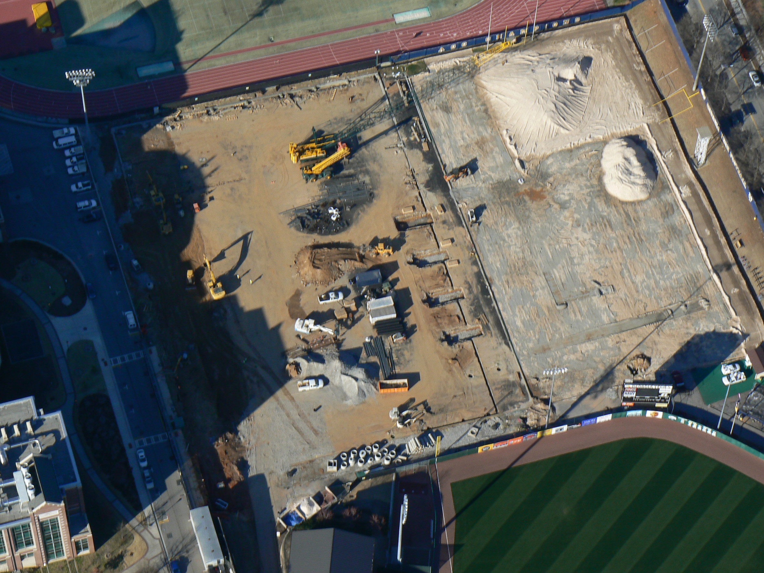 Week 8 - Photo taken on Feb. 26, 2011 - Aerial photo of indoor practice facility site.