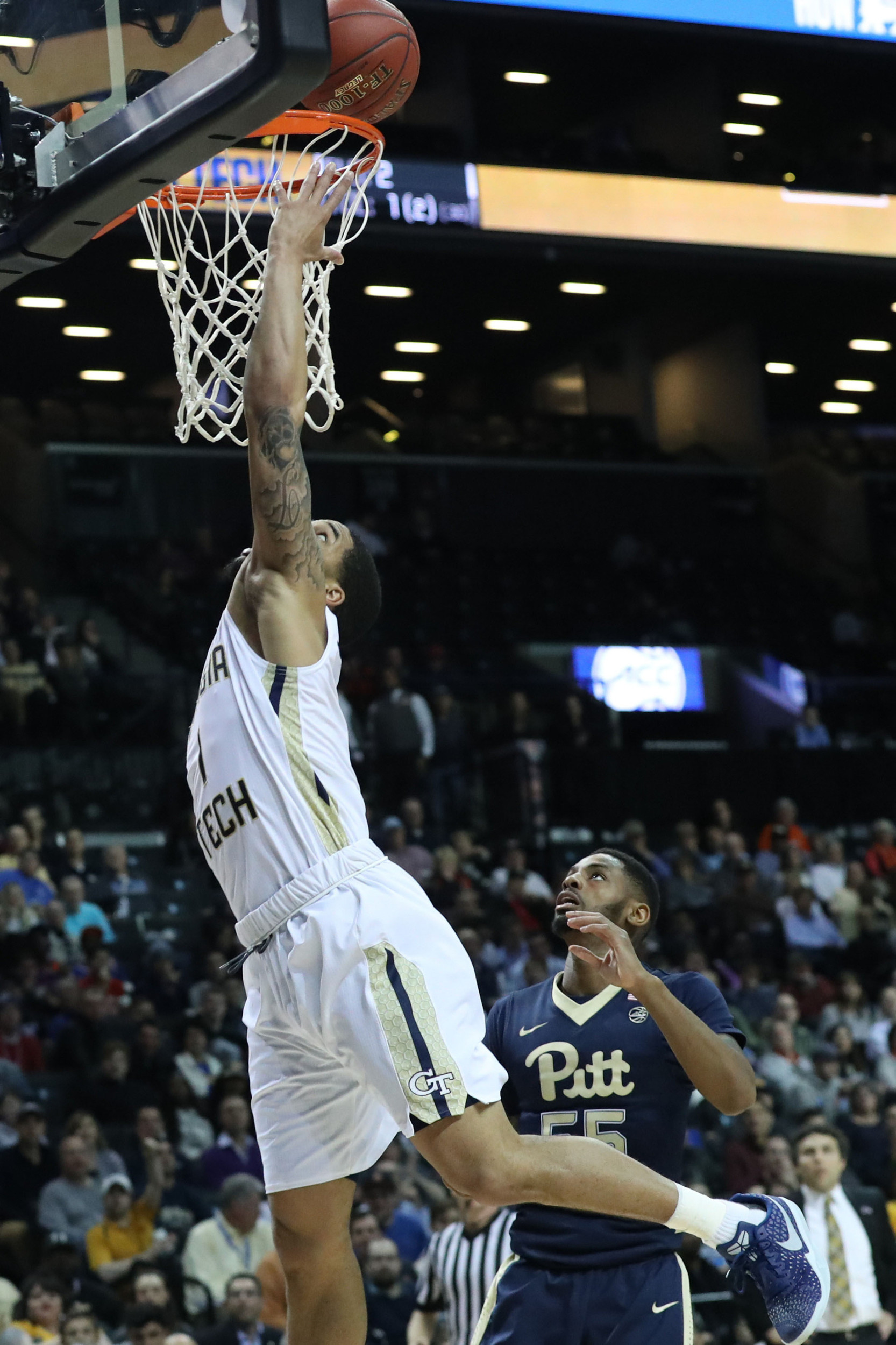 Guard Tadric Jackson lays up the ball during the first half against the Pittsburgh Panthers during the ACC Conference Tournament at Barclays Center. Credit: Anthony Gruppuso-USA TODAY Sports