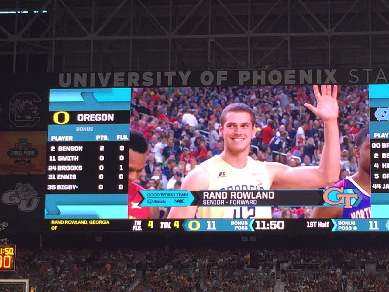 Rand Rowland at the 2017 Final Four - NABC Allstate Good Works Team