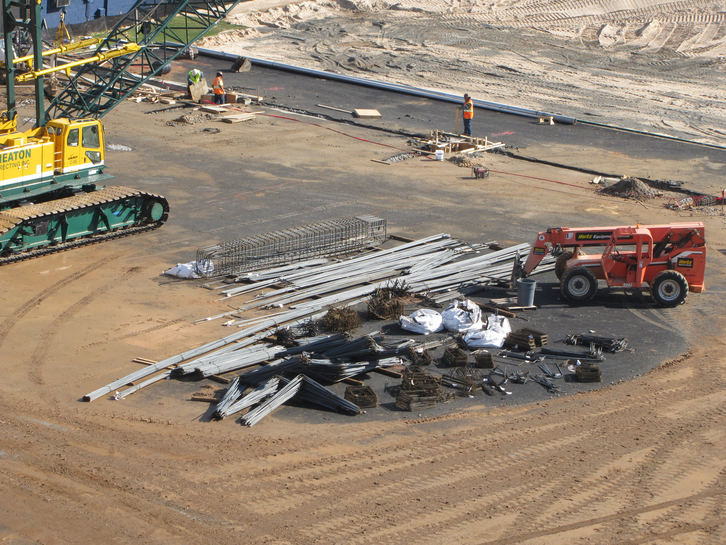 Week 8 - Photo taken on Feb. 25, 2011 - Construction crew continuing to work on foundation of practice facility