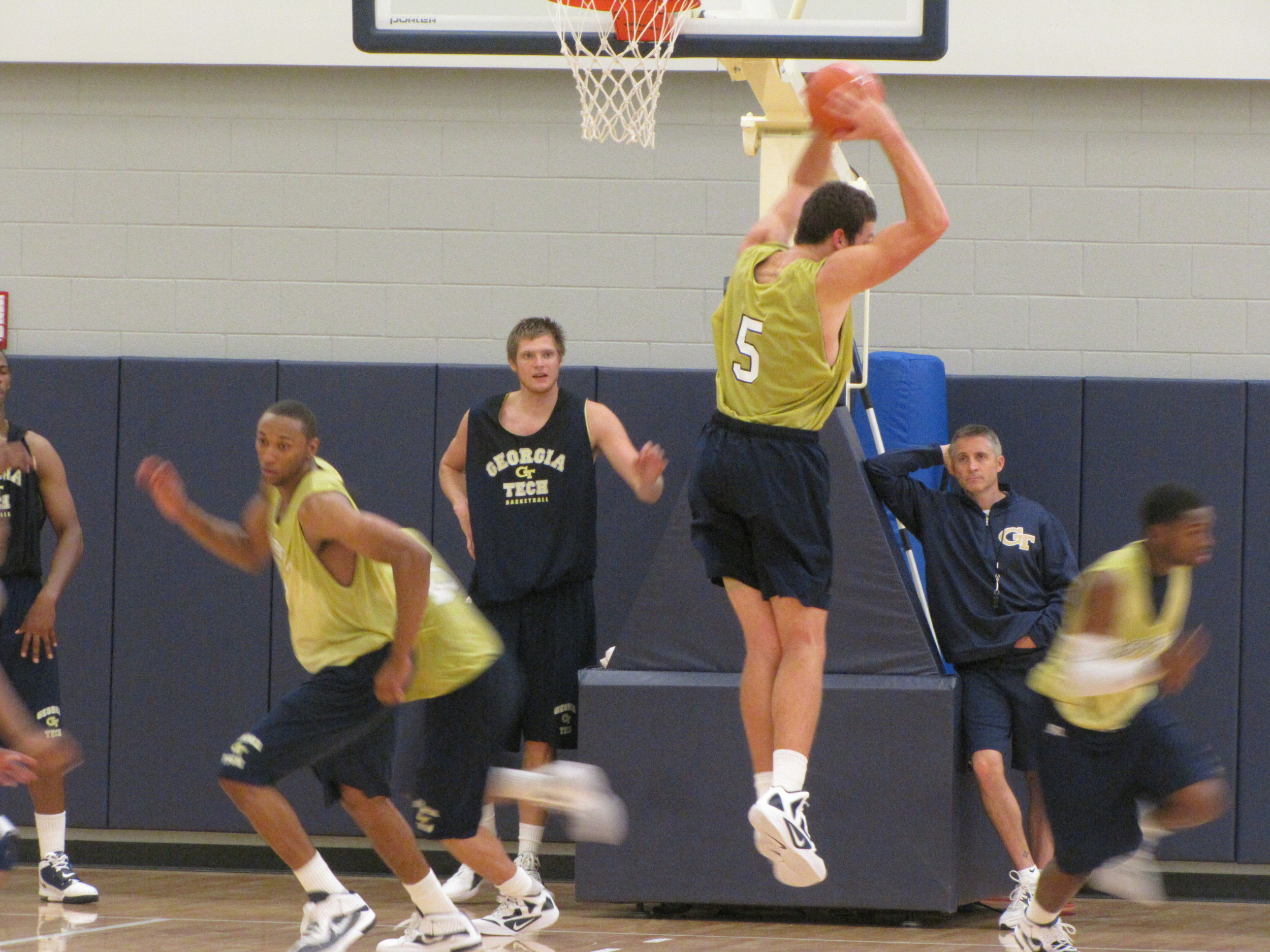 Daniel Miller grabs a rebound to start a fast break.