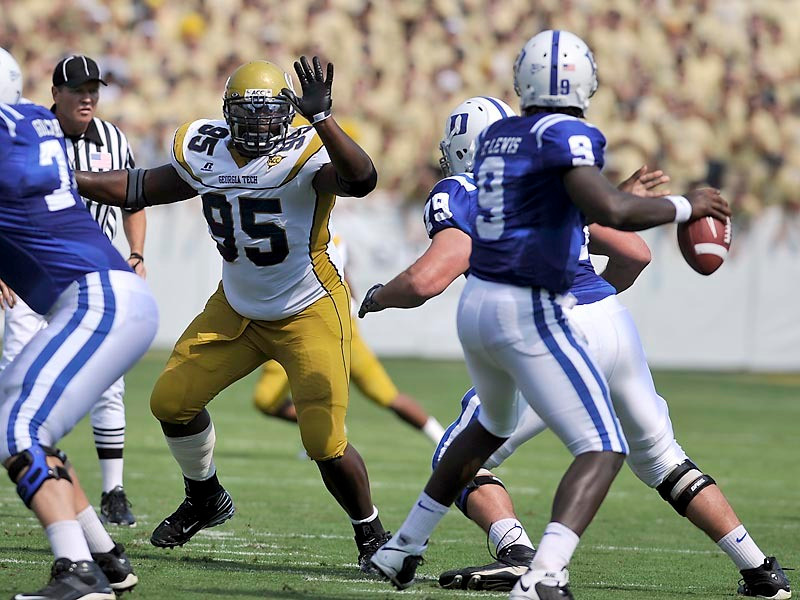 Darryl Richard (95) and the defensive put pressude on Duke all day which resulted in Georgia Tech's first shut out of the season.
