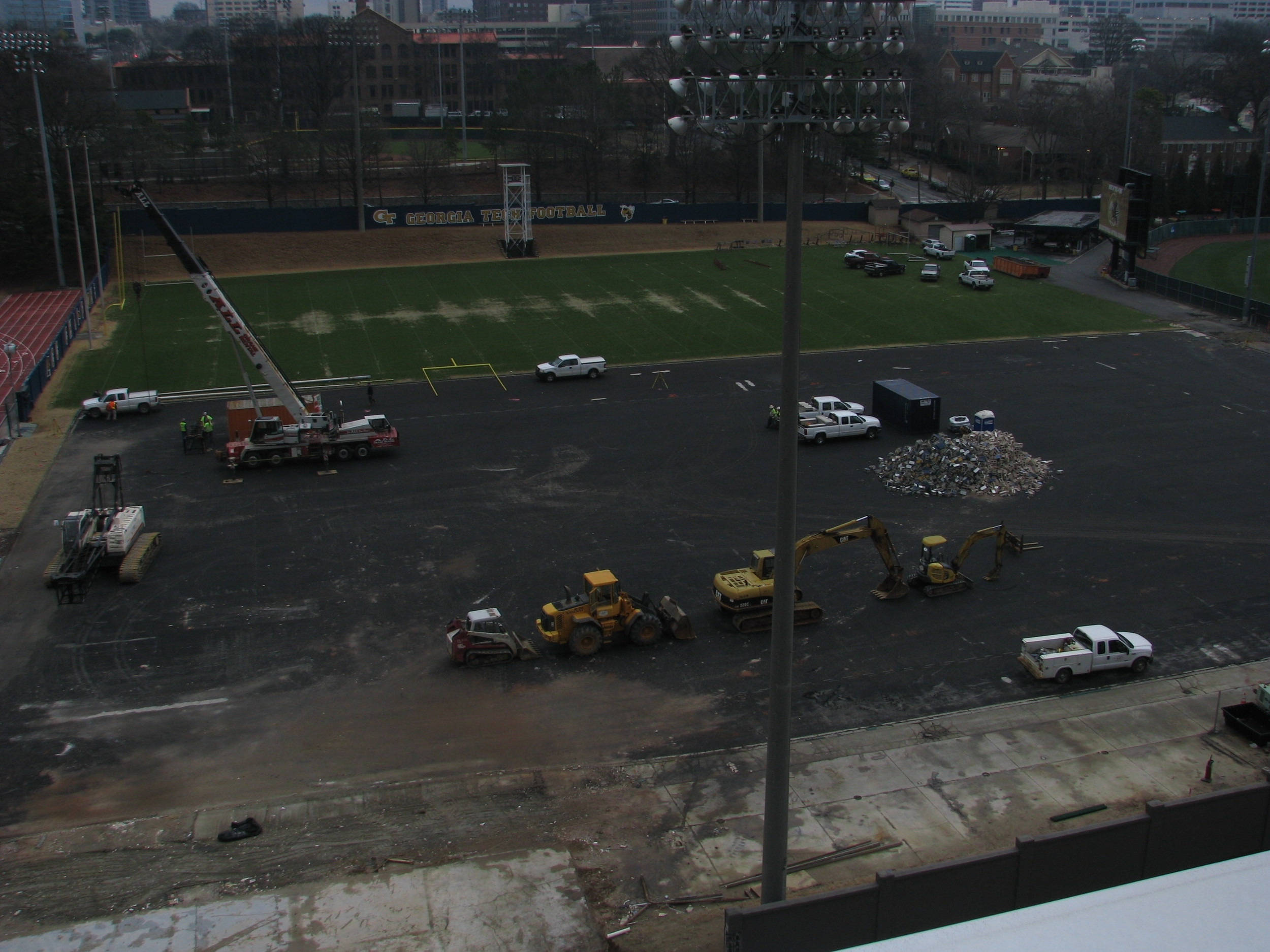 Week Five - January 31, 2011 - Construction crew starting to make progress on field.
