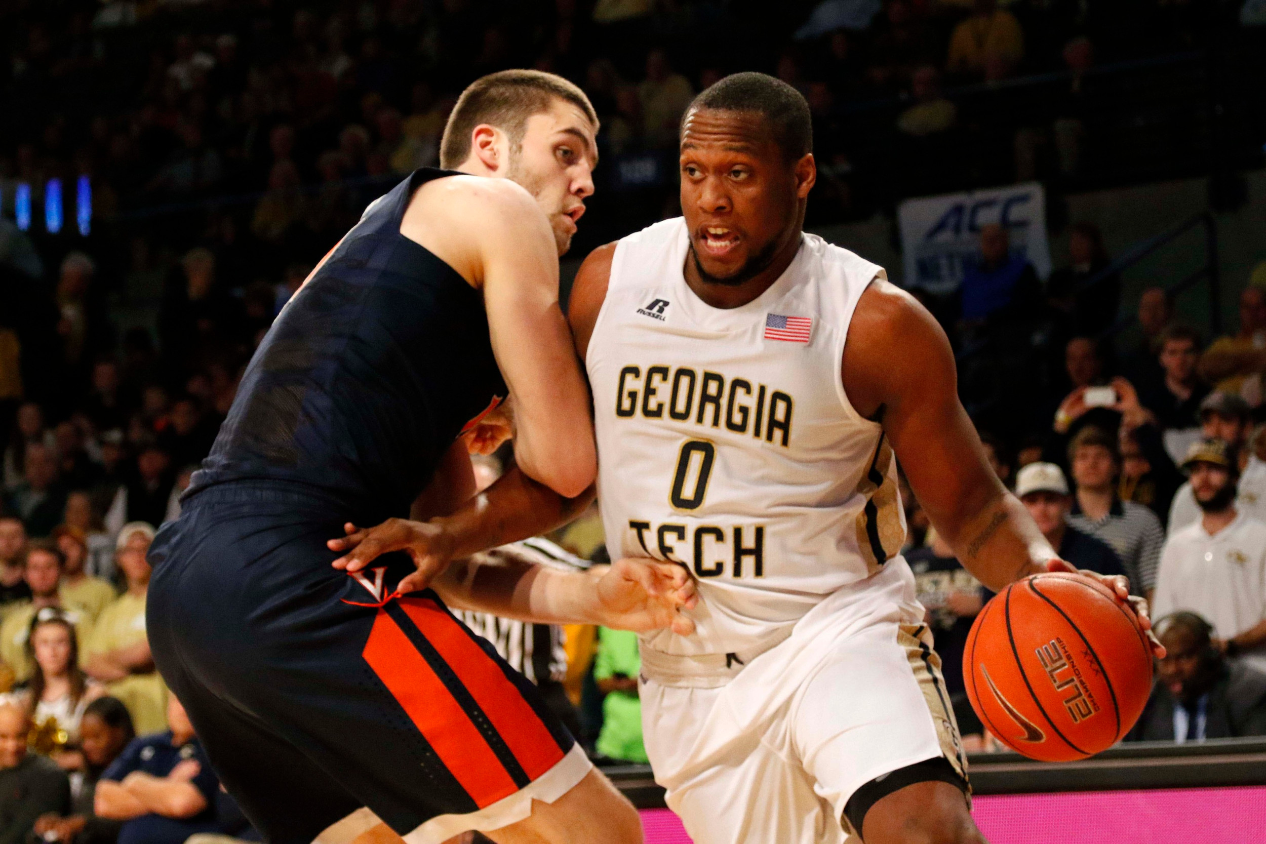 Charles Mitchell drives to the basket against the Virginia Cavaliers. Brett Davis-USA TODAY Sports
