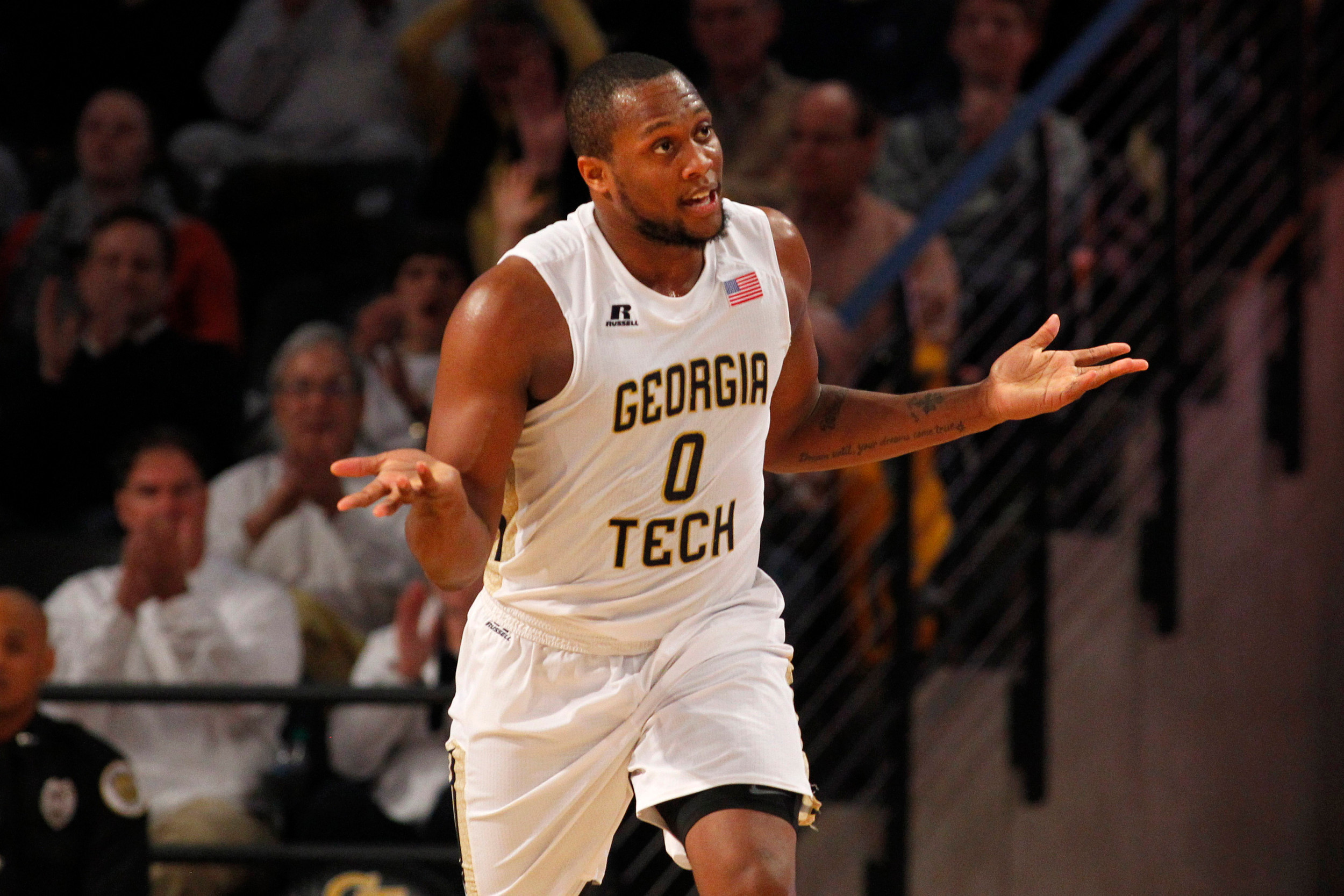 Charles Mitchell shows emotion against the Virginia Cavaliers. Brett Davis-USA TODAY Sports
