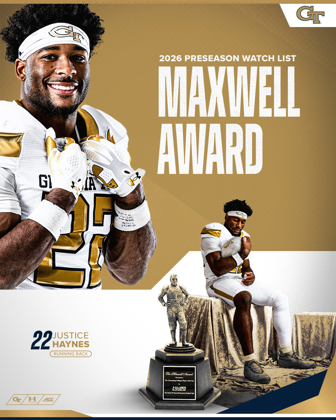 Haynes Named to Maxwell Award Watch List - Georgia Tech Yellow Jackets