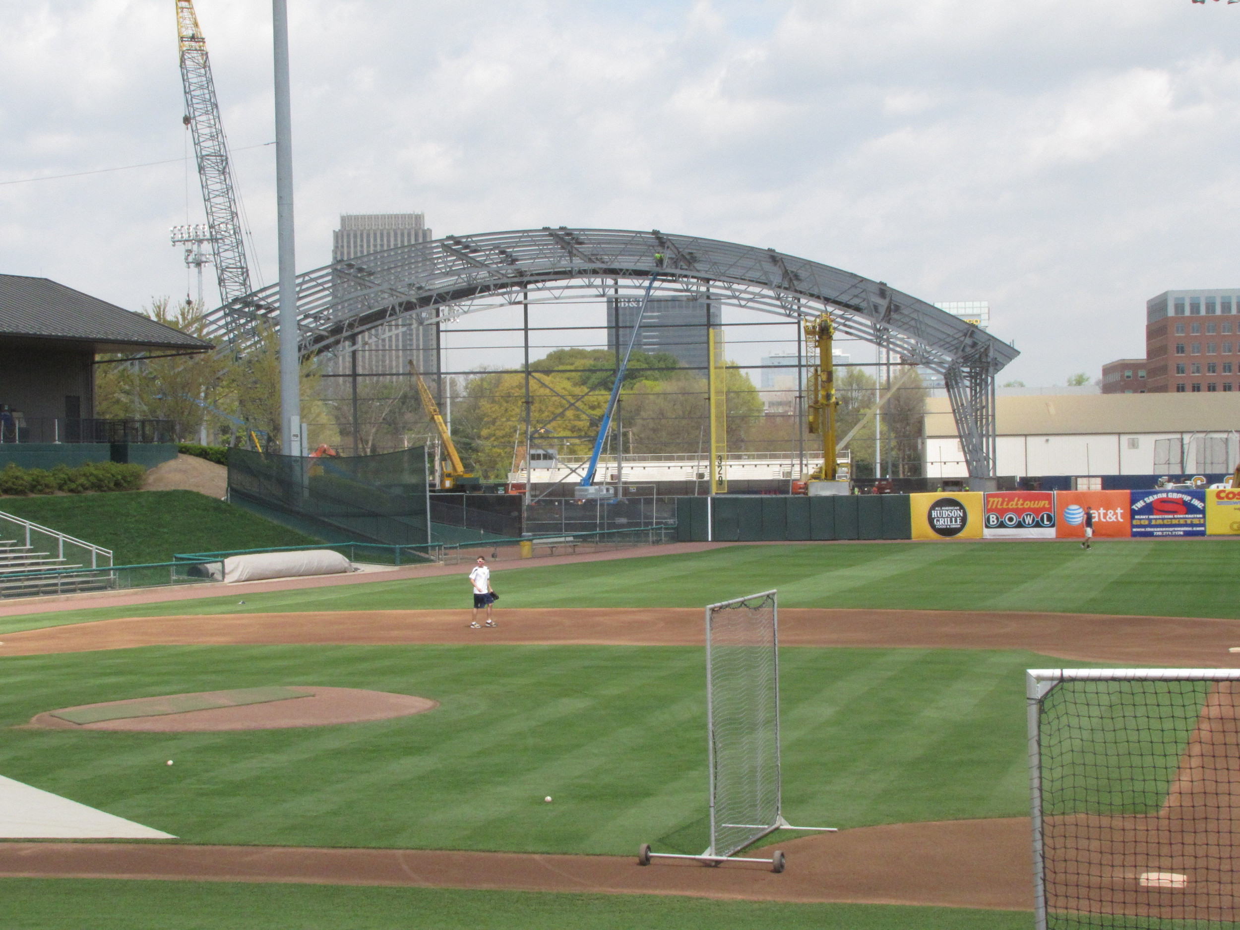 Week 12 - Photo taken on March 23, 2011 - A view of the facility from the baseball field. The structure is moving along quickly.