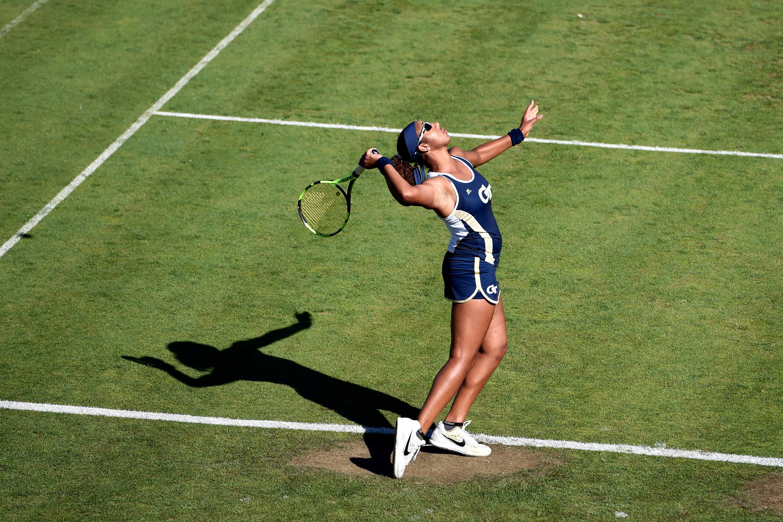 Georgia Tech's Rasheeda McAdoov delivers a serve. Credit: Brian Fluharty-USA TODAY Sports