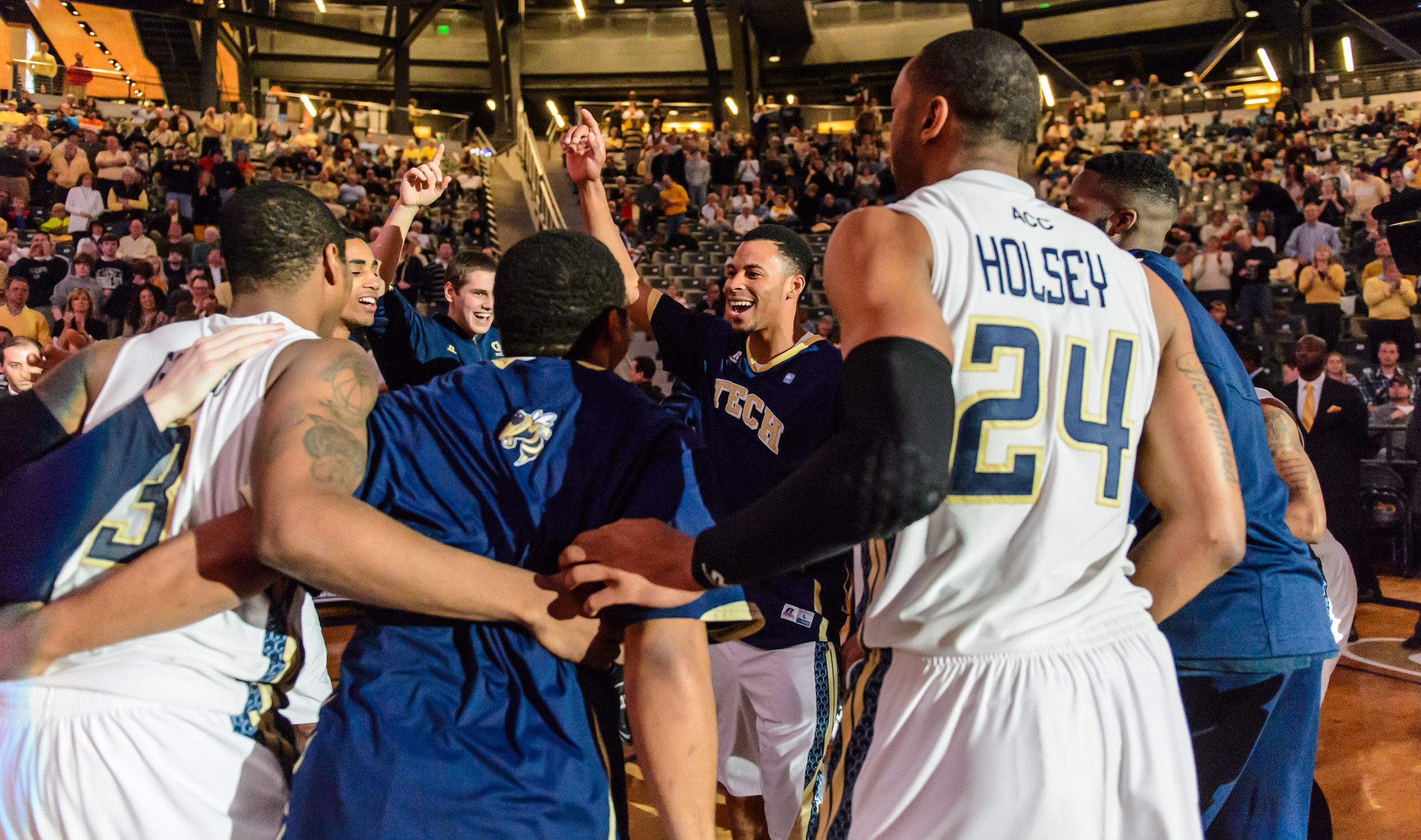 Team huddle prior to the start of the game.
