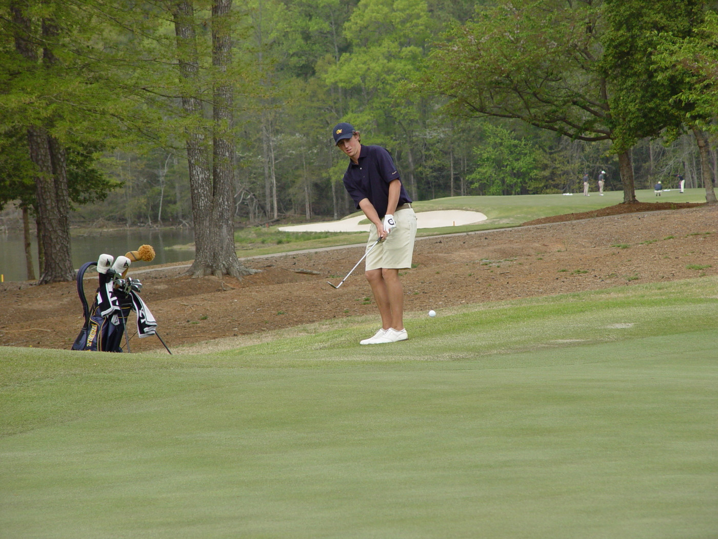 J.T. Griffin chips from the collar on the second hole during round two of the ACC Golf Championship, April 19, 2008.