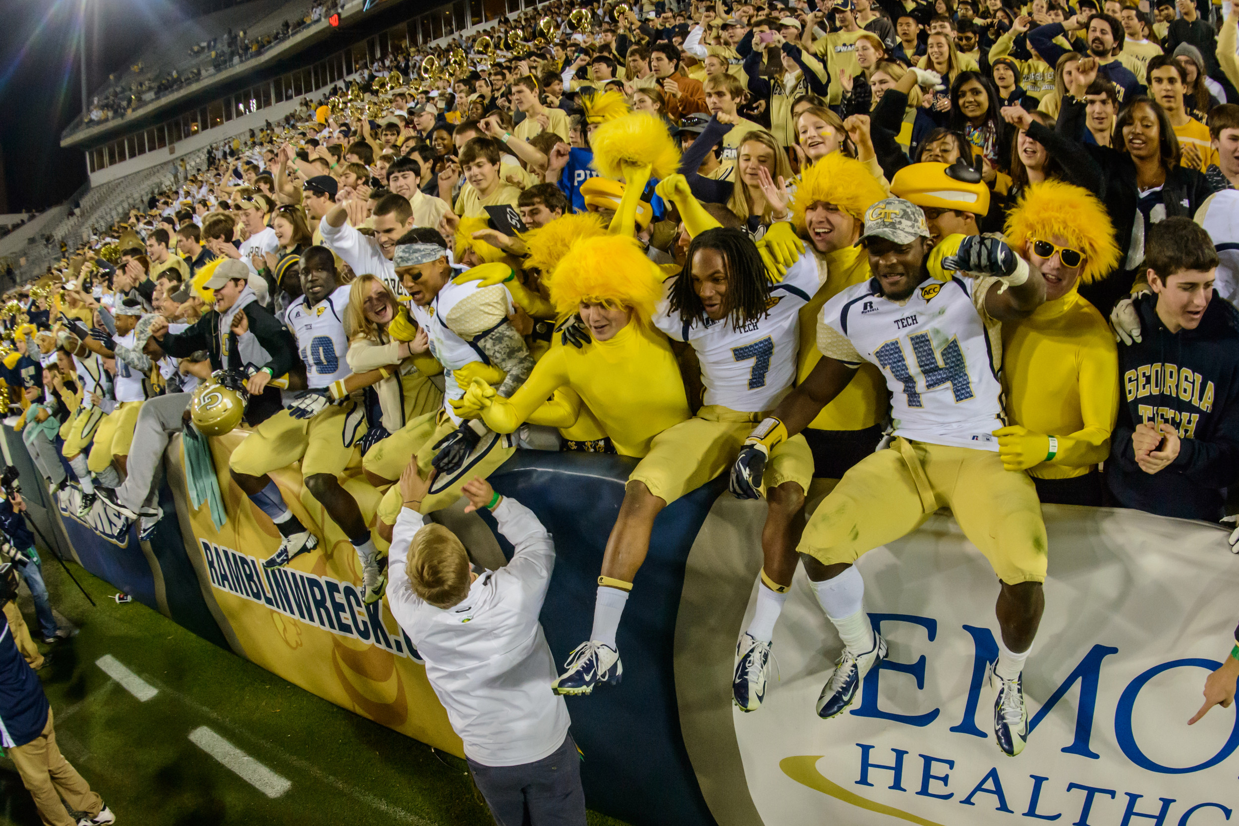 The Jackets celebrate the win over Duke to become bowl eligible!
