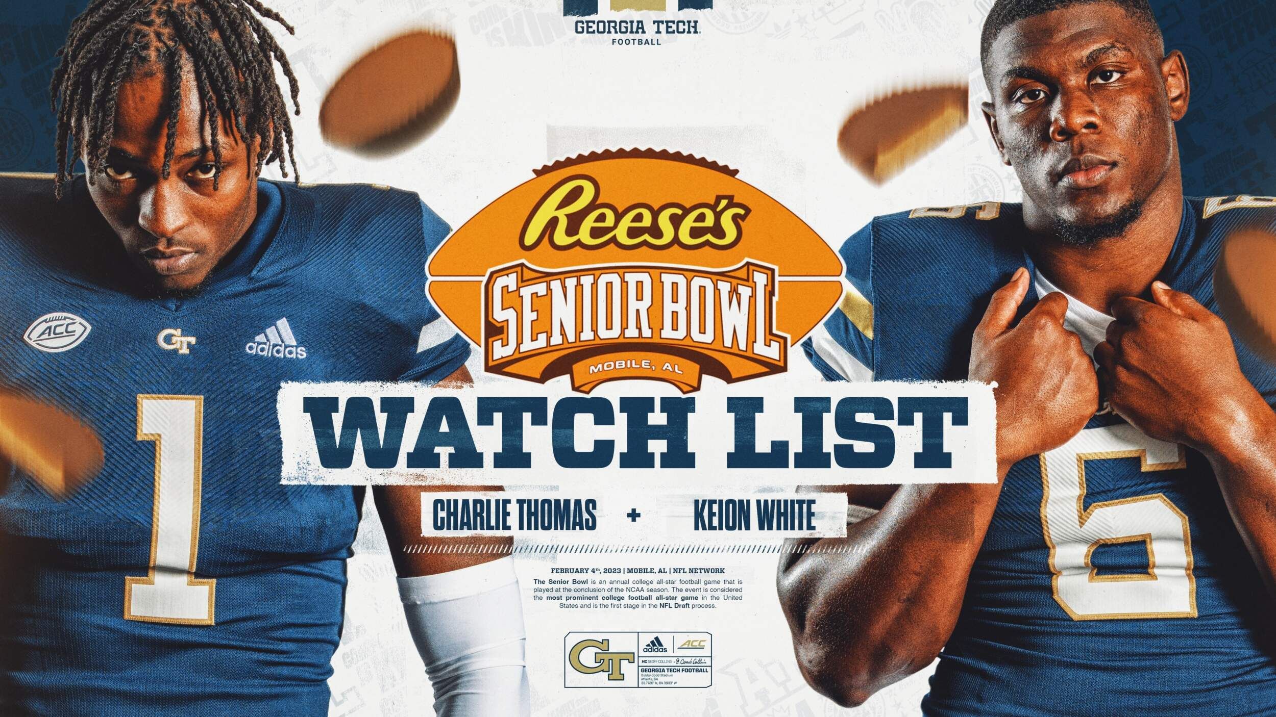 Thomas, White on Senior Bowl Watch List – Football — Georgia Tech