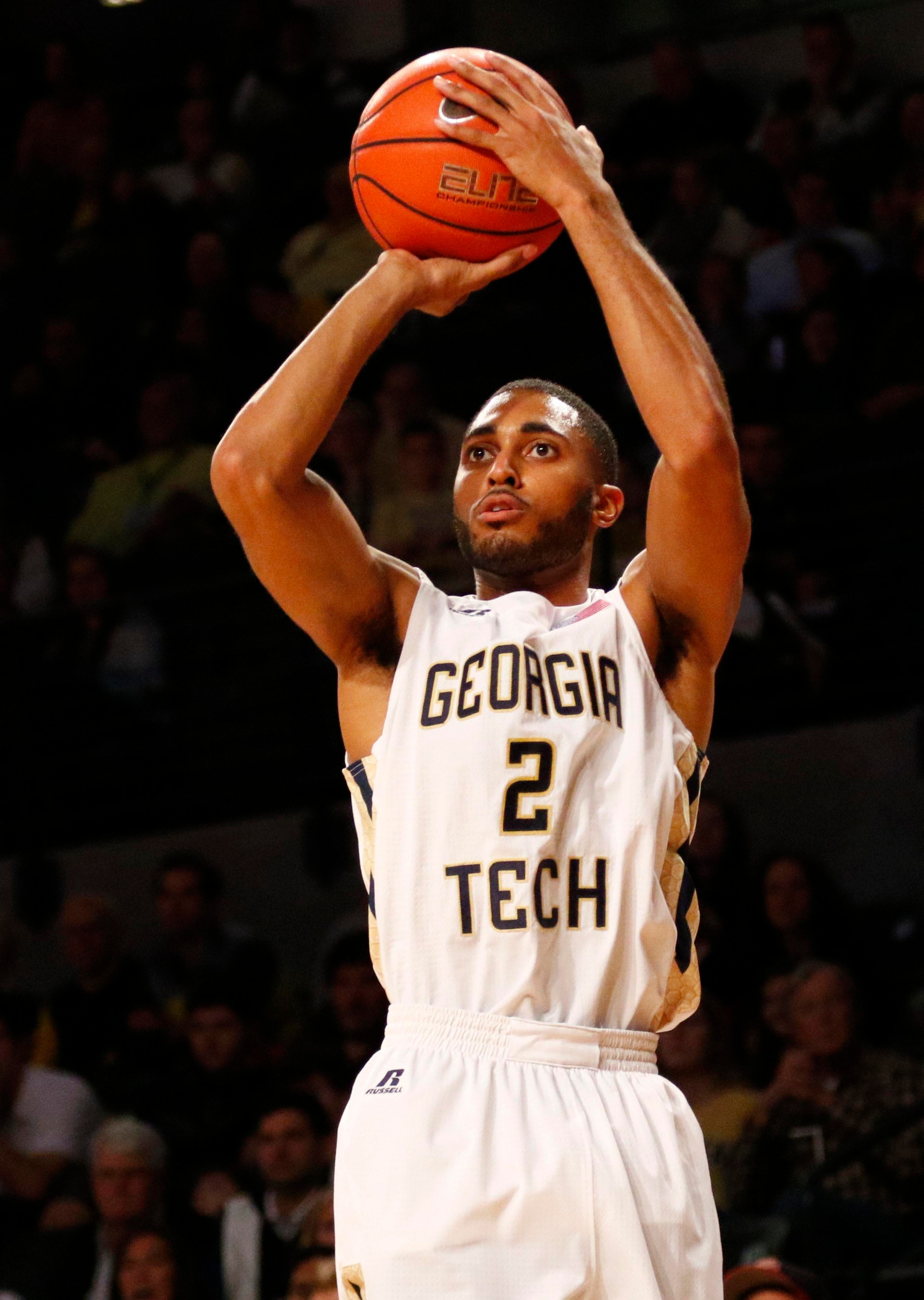 Adam Smith shoots the ball against the Virginia Cavaliers. Brett Davis-USA TODAY Sports