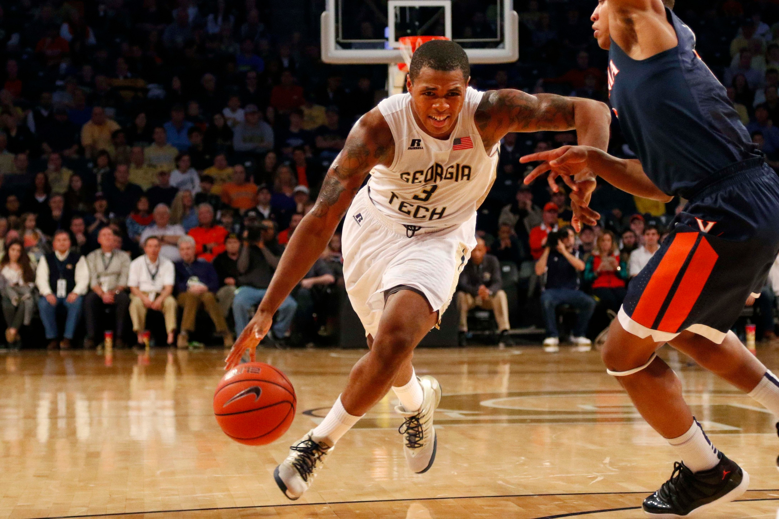 Marcus Georges-Hunt drives to the basket against the Virginia Cavaliers. Brett Davis-USA TODAY Sports