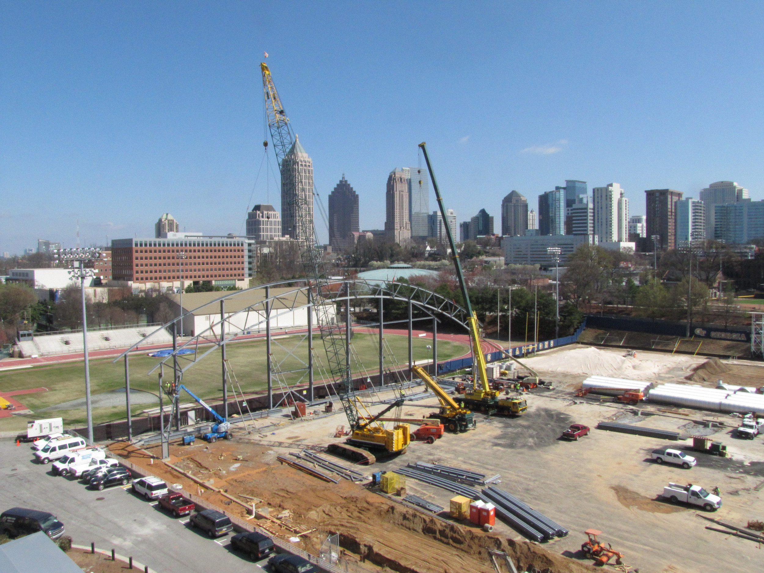 Week 10 - Photo taken on March 11, 2011 - Progress is being made on the indoor facility. The steel frame is starting to go up.